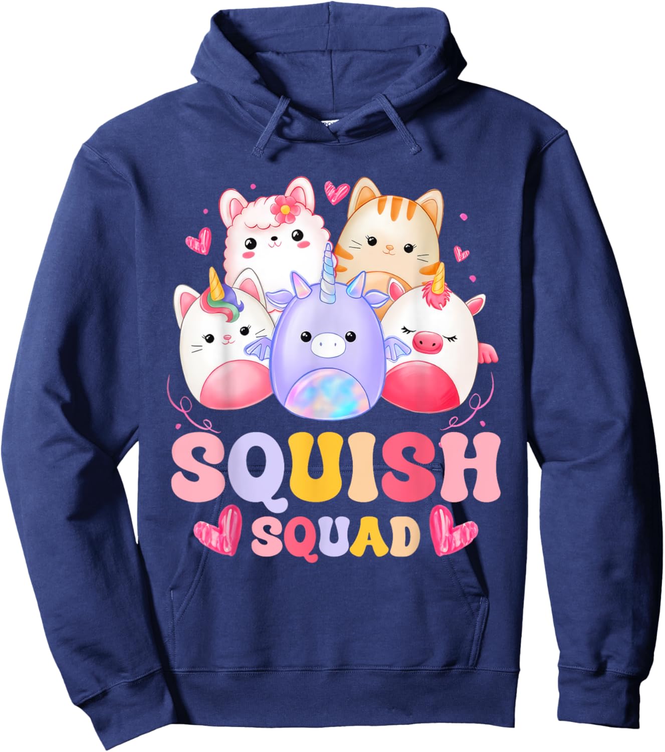 Squish Squad Birthday Shirt For Girls Kids Toddlers Groovy Hoodie - Hoodie | Navy