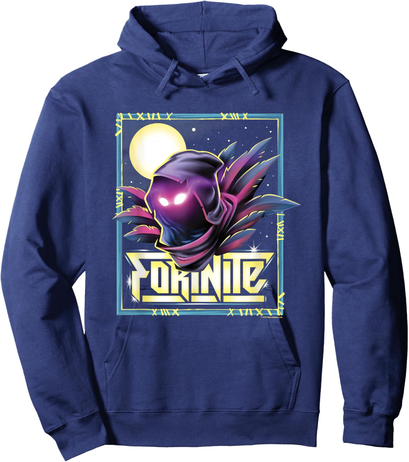 Fortnite Raven Icon Shadow Silhouette Big Chest Poster Hoodie - Hoodie | Navy