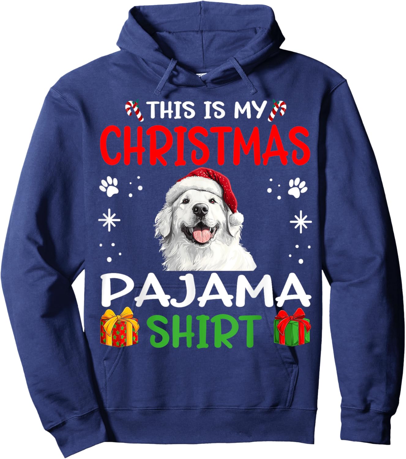 Great Pyrenees Dog Nightgown Pajama This is my Christmas Women Kids Hoodie - Hoodie | Navy