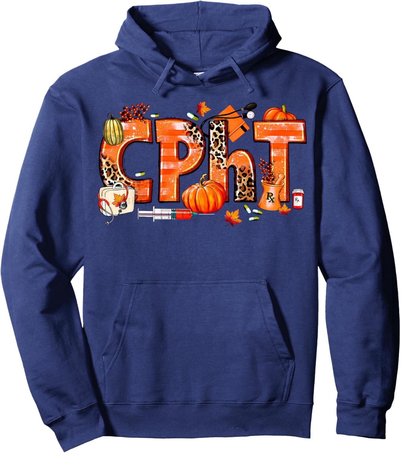 CPHT Pharmacy Technician Fall Autumn Pumpkin Thanksgiving Hoodie - Hoodie | Navy
