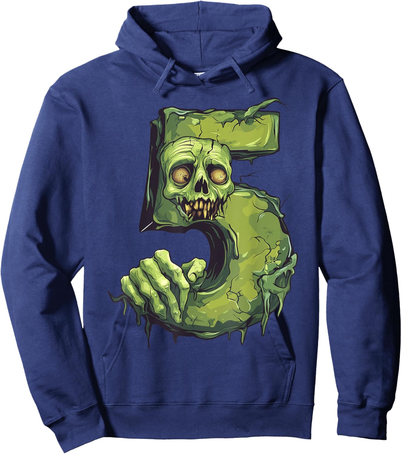 Fun 5th Birthday Zombie Halloween Themed 5 Year Old Kids Hoodie - Hoodie | Navy