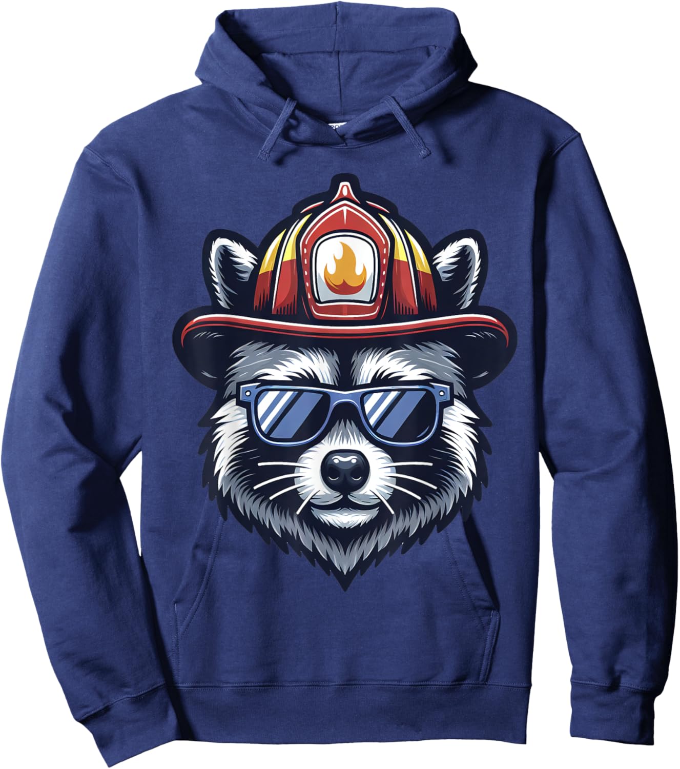 Firefighter Raccoon Funny Fire department Hoodie - Hoodie | Navy