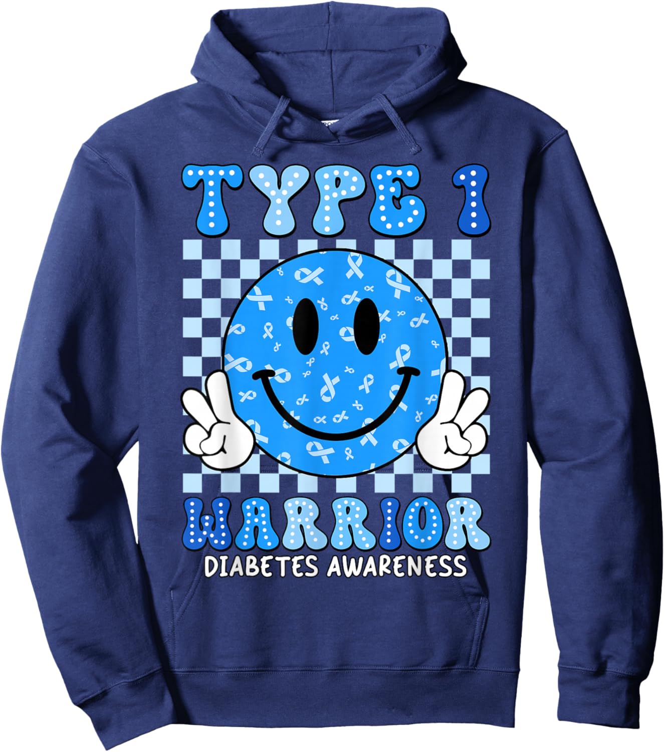 Diabetes Awareness Toddler Ribbon T1D Warrior Support Squad Hoodie - Hoodie | Navy