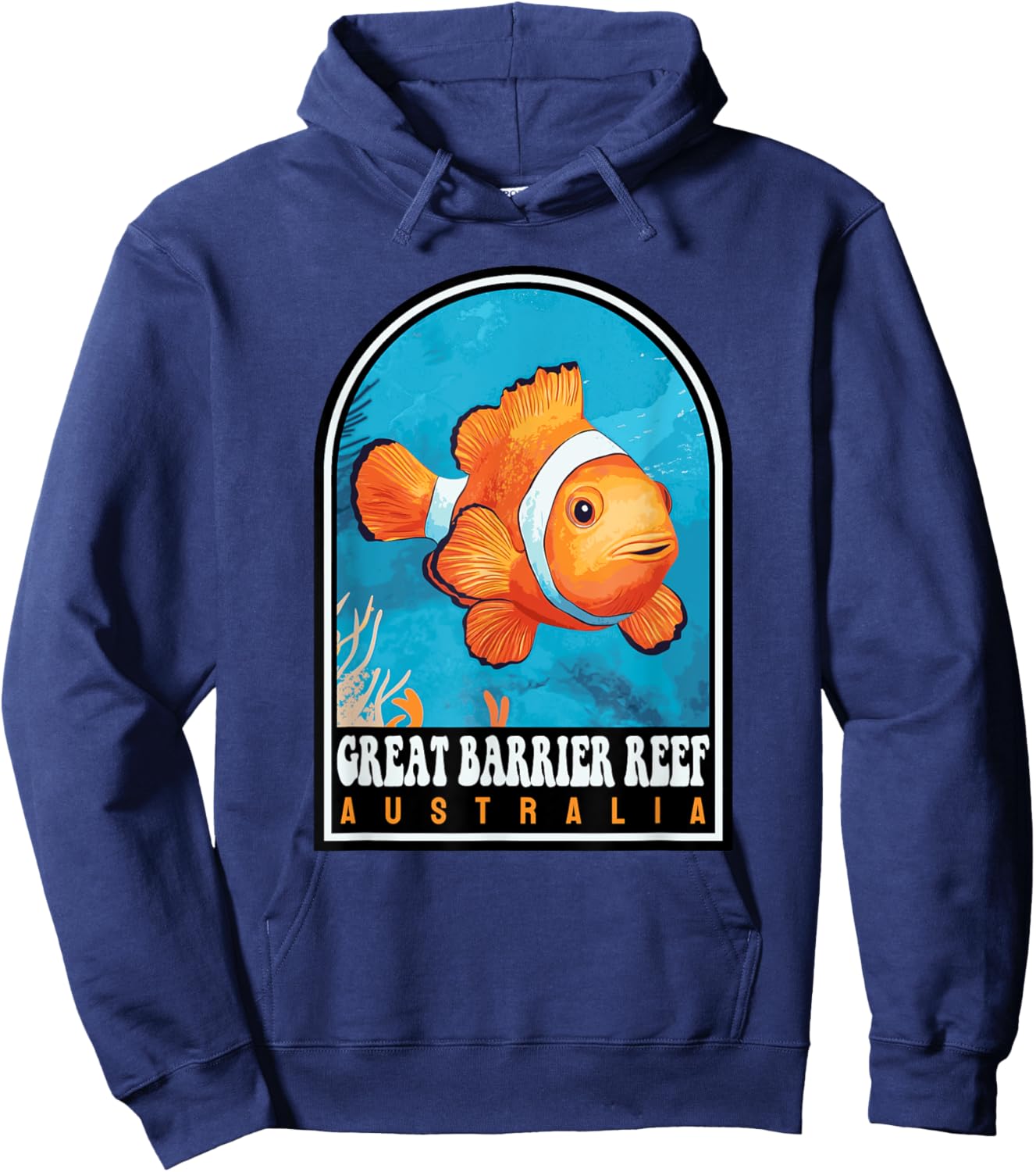 Great Barrier Reef Australia Clownfish Retro Travel Hoodie - Hoodie | Navy
