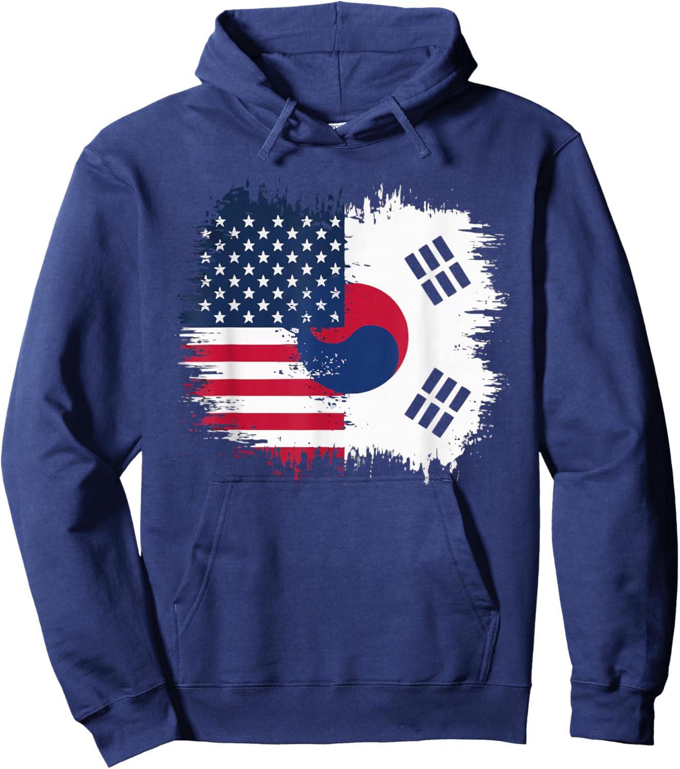Half American Half Korean USA Flag South Korea America Hoodie - Hoodie | Navy