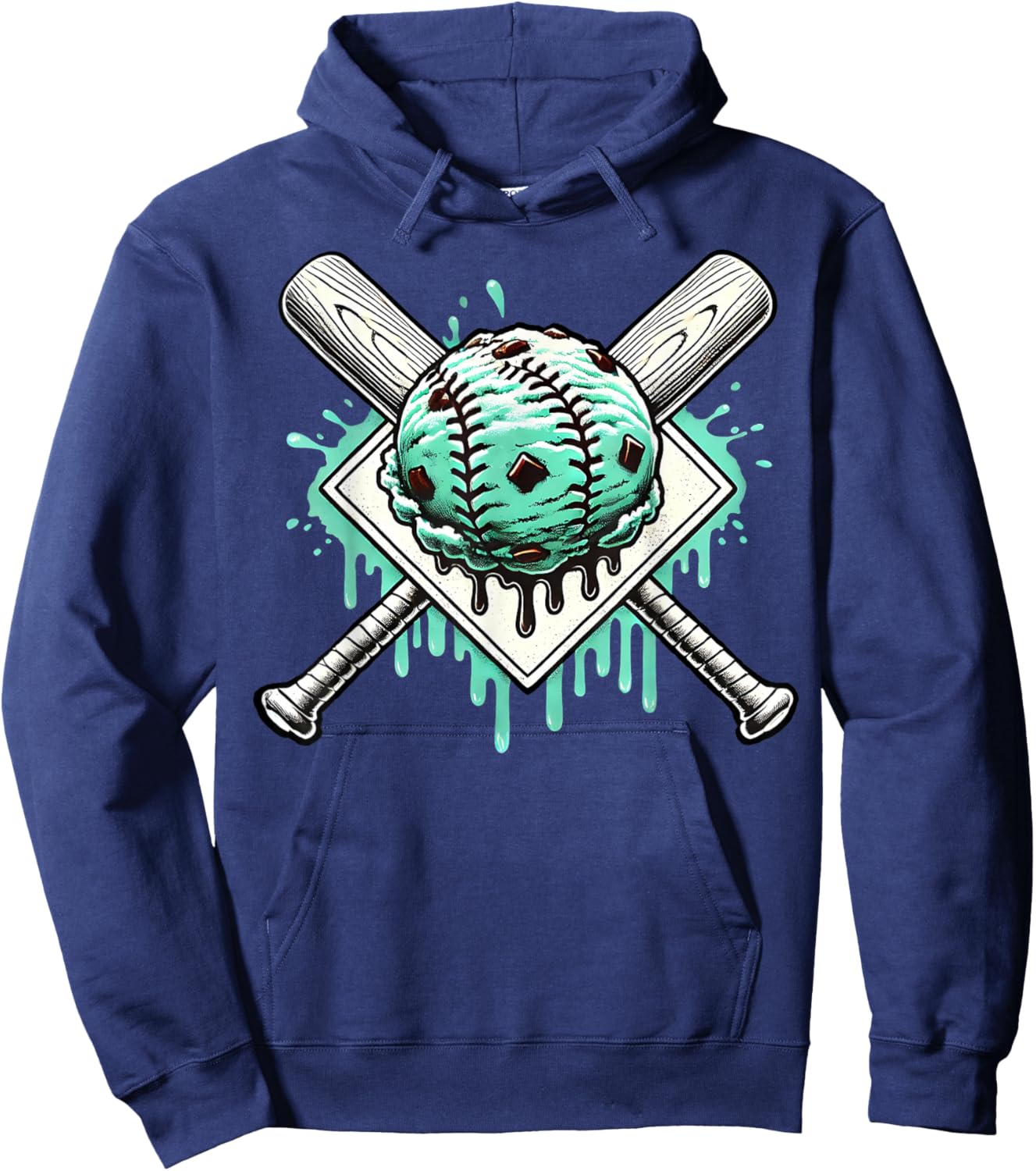 Baseball Home Plate Drip Boys Mint Chocolate Chip Spinkle Hoodie - Hoodie | Navy