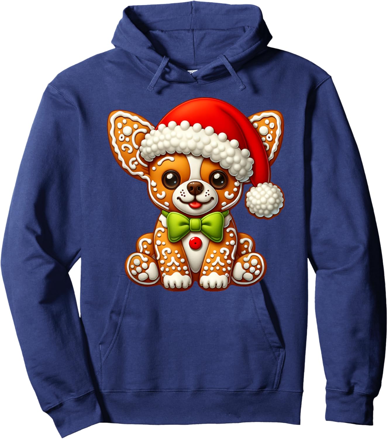 Funny Gingerbread Man Chihuahua Christmas Kids Hoodie - Hoodie | Navy