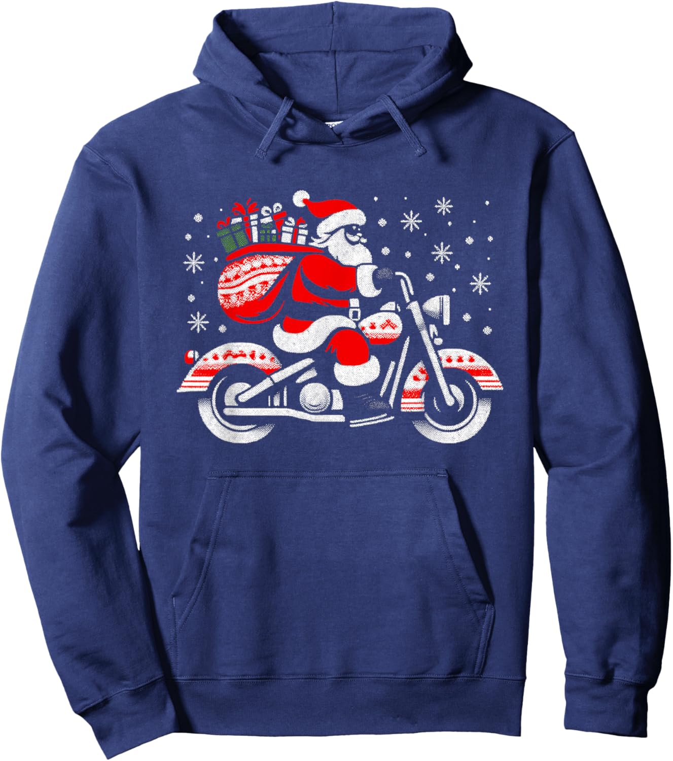 Santa Claus Biker - Vintage Motorcycle Xmas Christmas Lover Hoodie - Hoodie | Navy