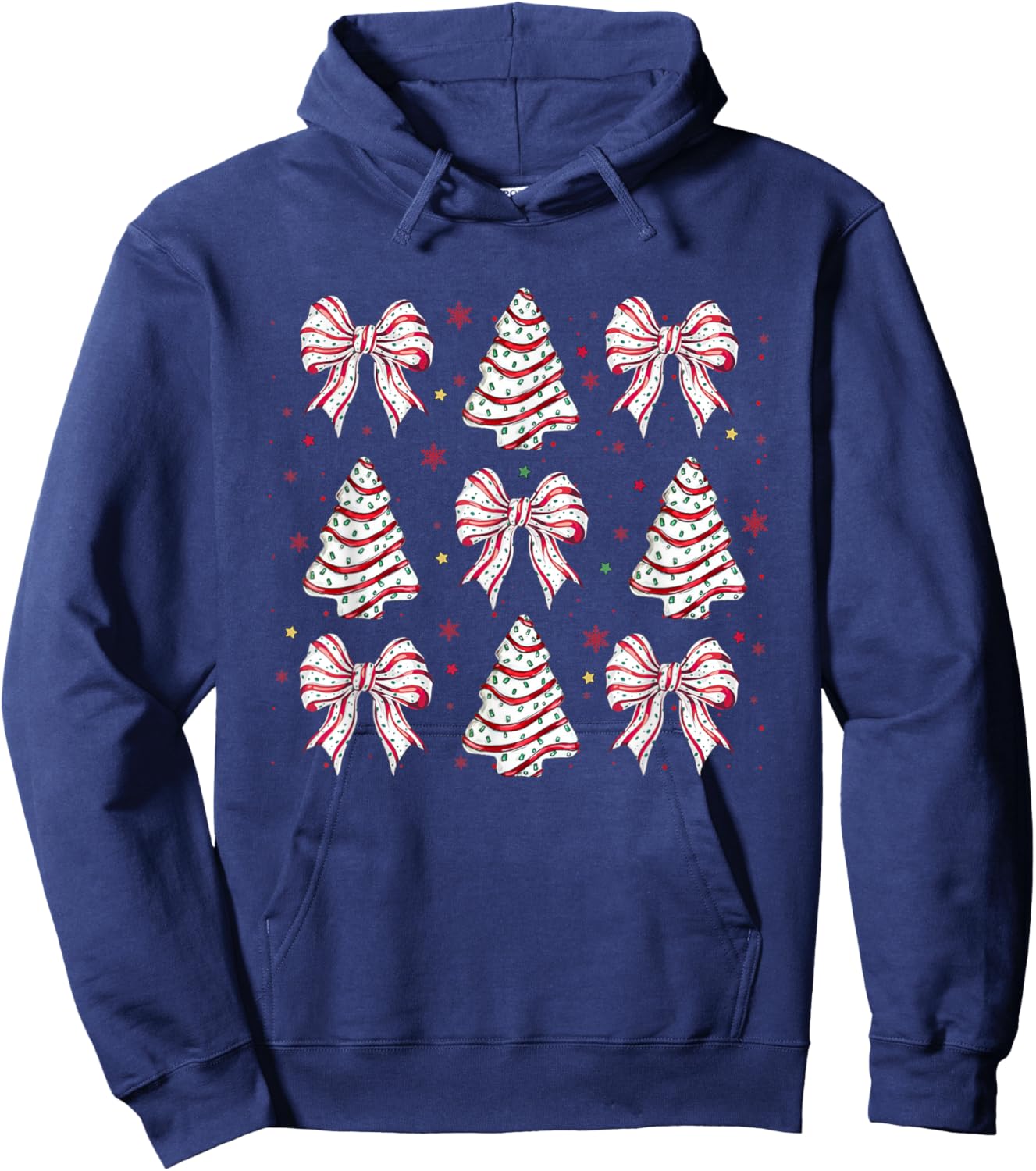 Merry Christmas Xmas Family Matching Apparel Coquette Christmas Tree Cake Bow Girly -Kids Black Small Hoodie - Hoodie | Navy