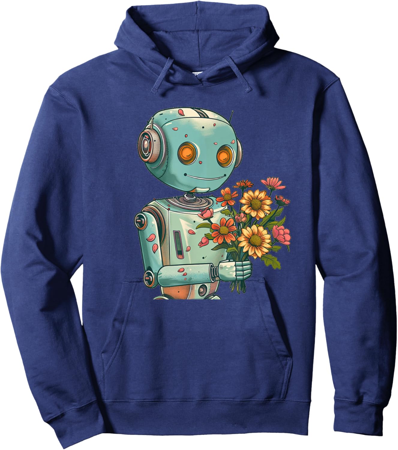 Robot with Bloom and Flowers Outfit for Boys and Girls Hoodie - Hoodie | Navy