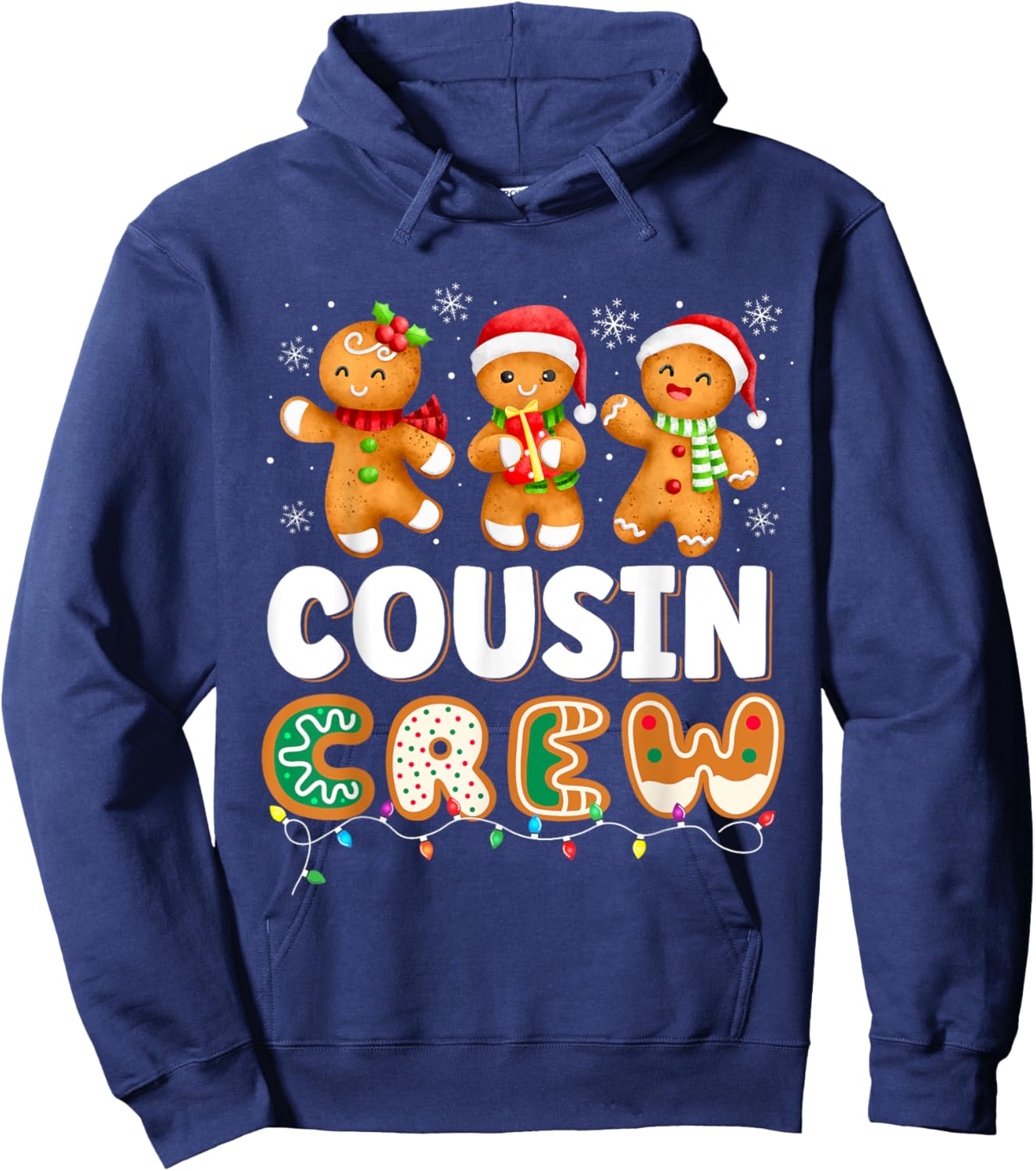 Cousin Crew Christmas Pajama Shirt Gingerbread Man Hoodie - Hoodie | Navy