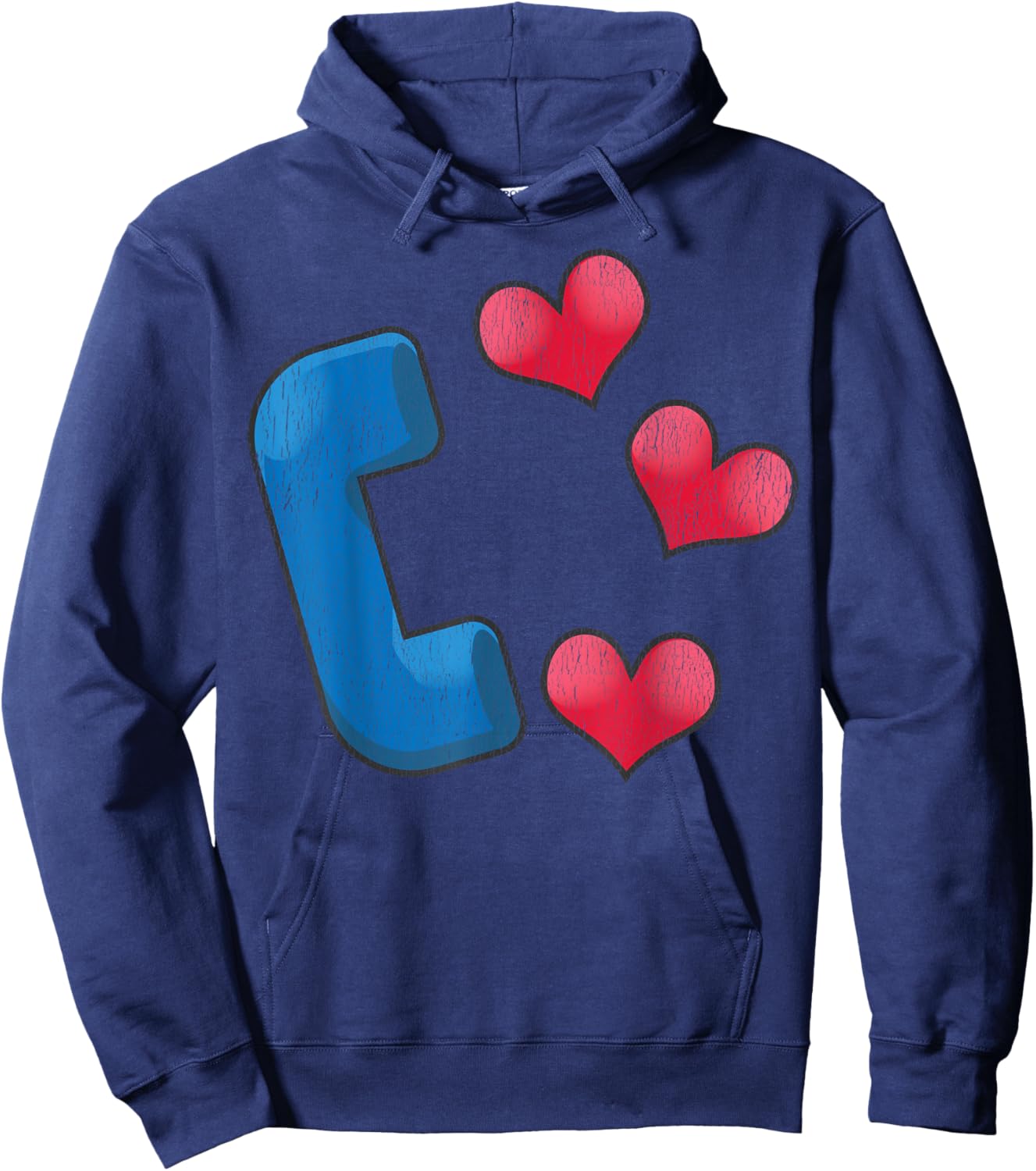 Loves Calls Phone And Hearts Love Connection Hoodie - Hoodie | Navy