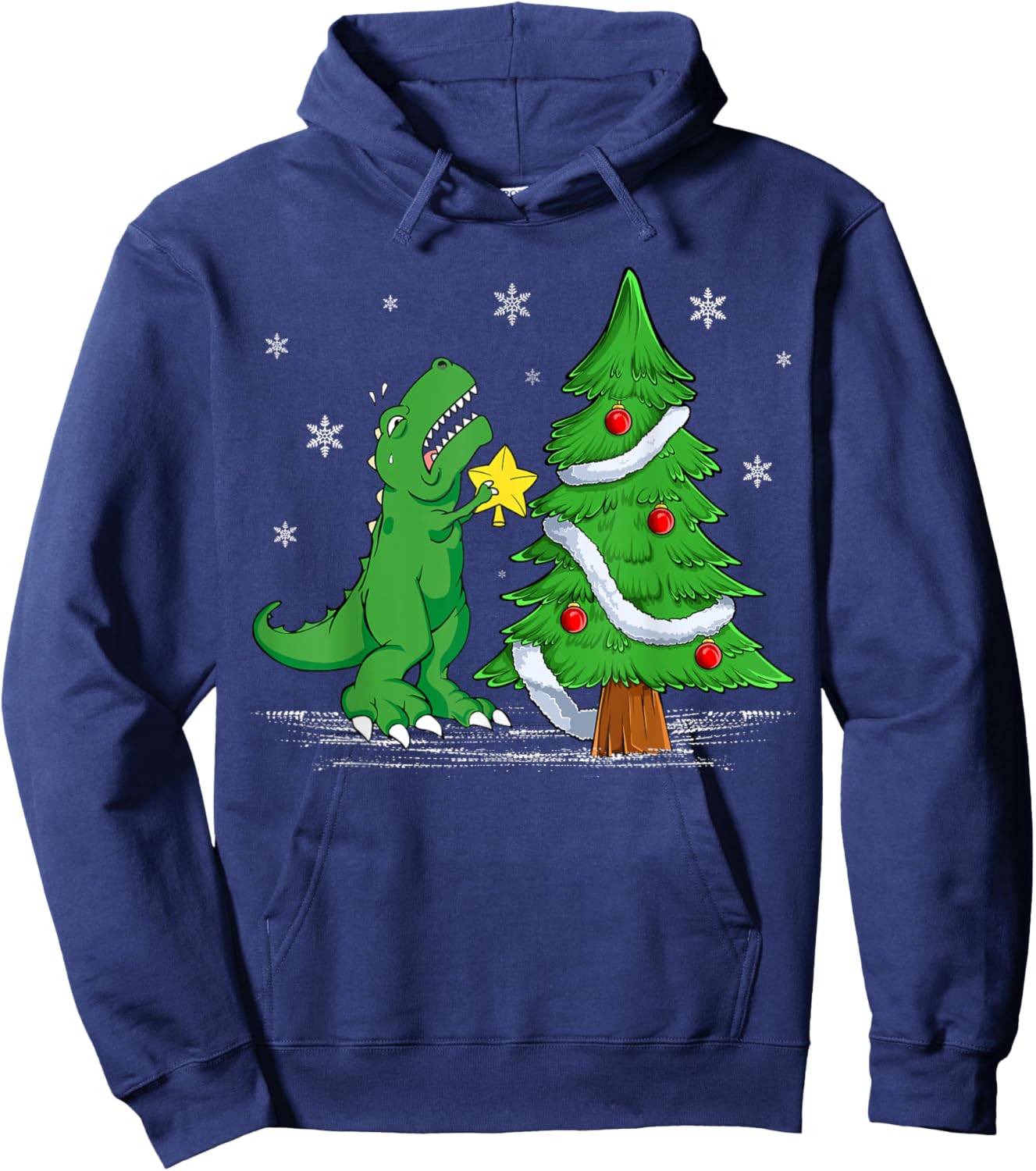 Funny Struggle Is Real Dinosaur T-Rex Dino Christmas Tree Hoodie - Hoodie | Navy