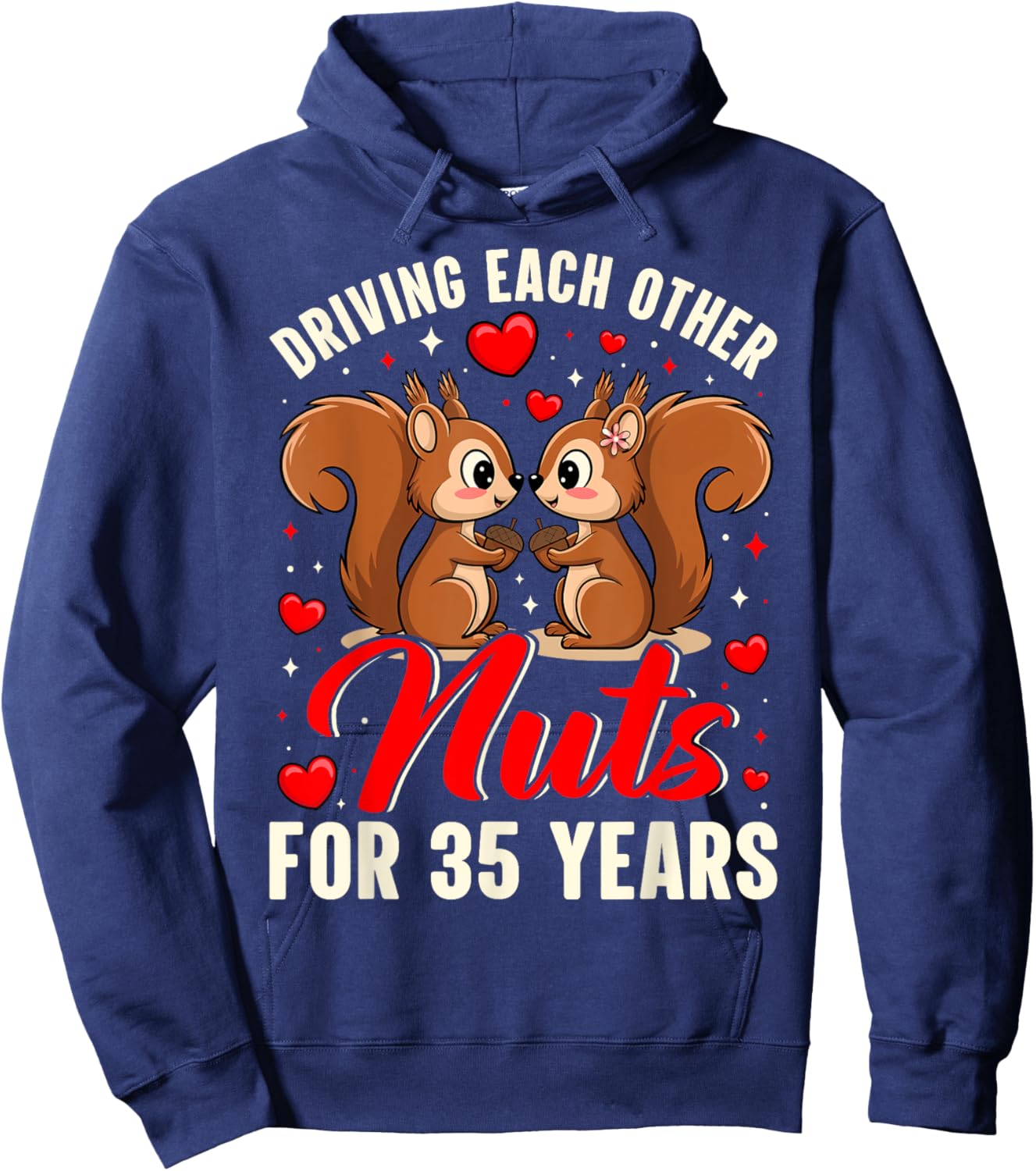 Couples Married 35 Year Funny 35th Wedding Anniversary Hoodie - Hoodie | Navy