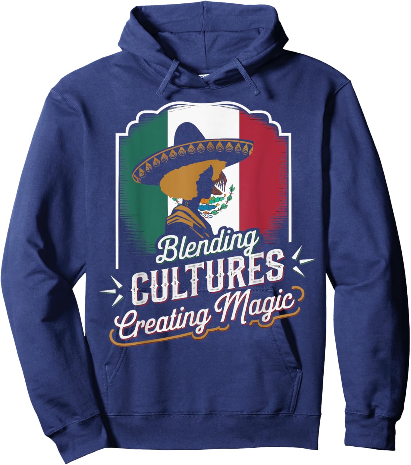 Half Mexican Half African American USA Flag Black America Hoodie - Hoodie | Navy