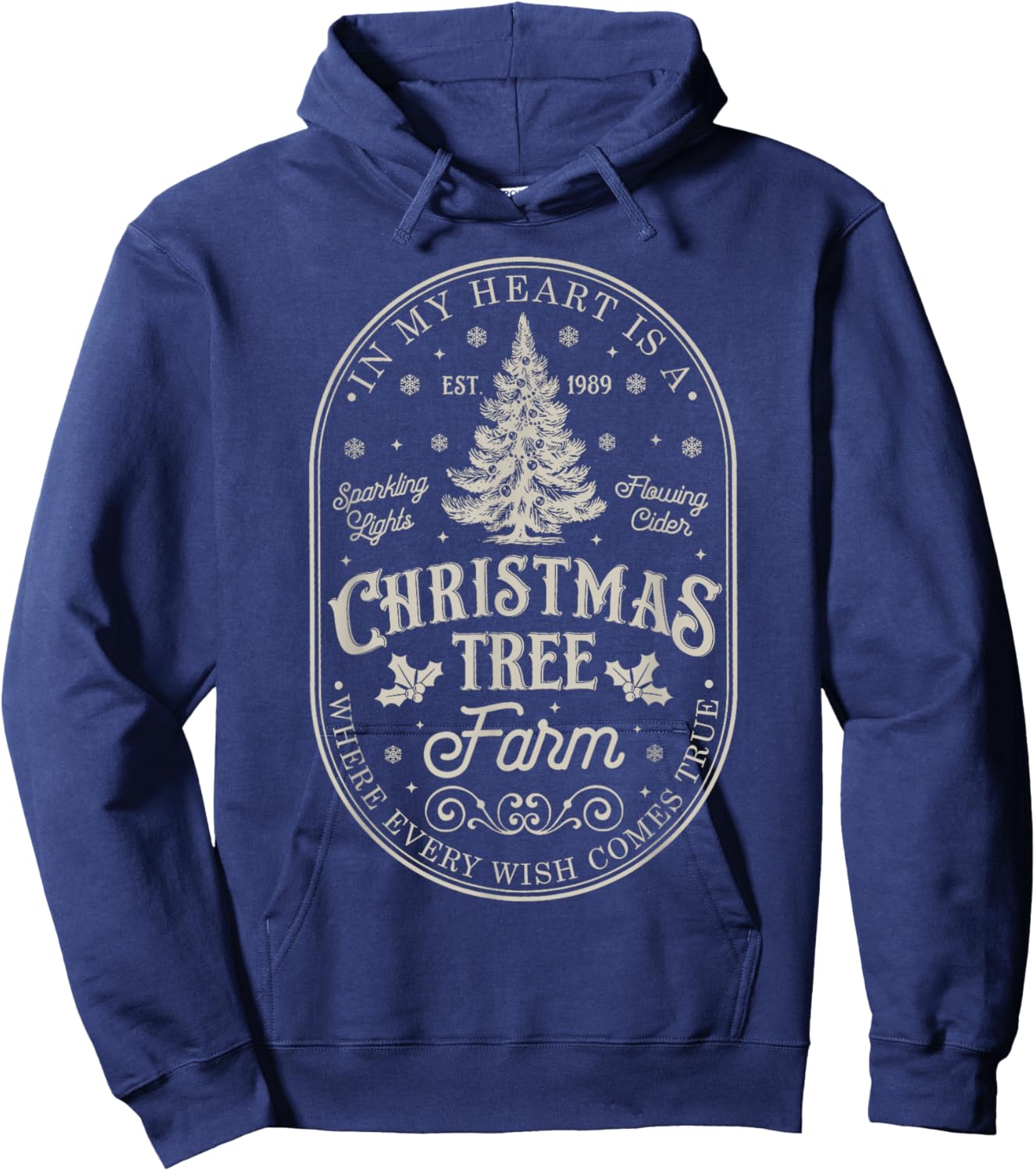 In My Heart Is A Christmas Xmas Tree Farm Vintage Clothing Hoodie - Hoodie | Navy