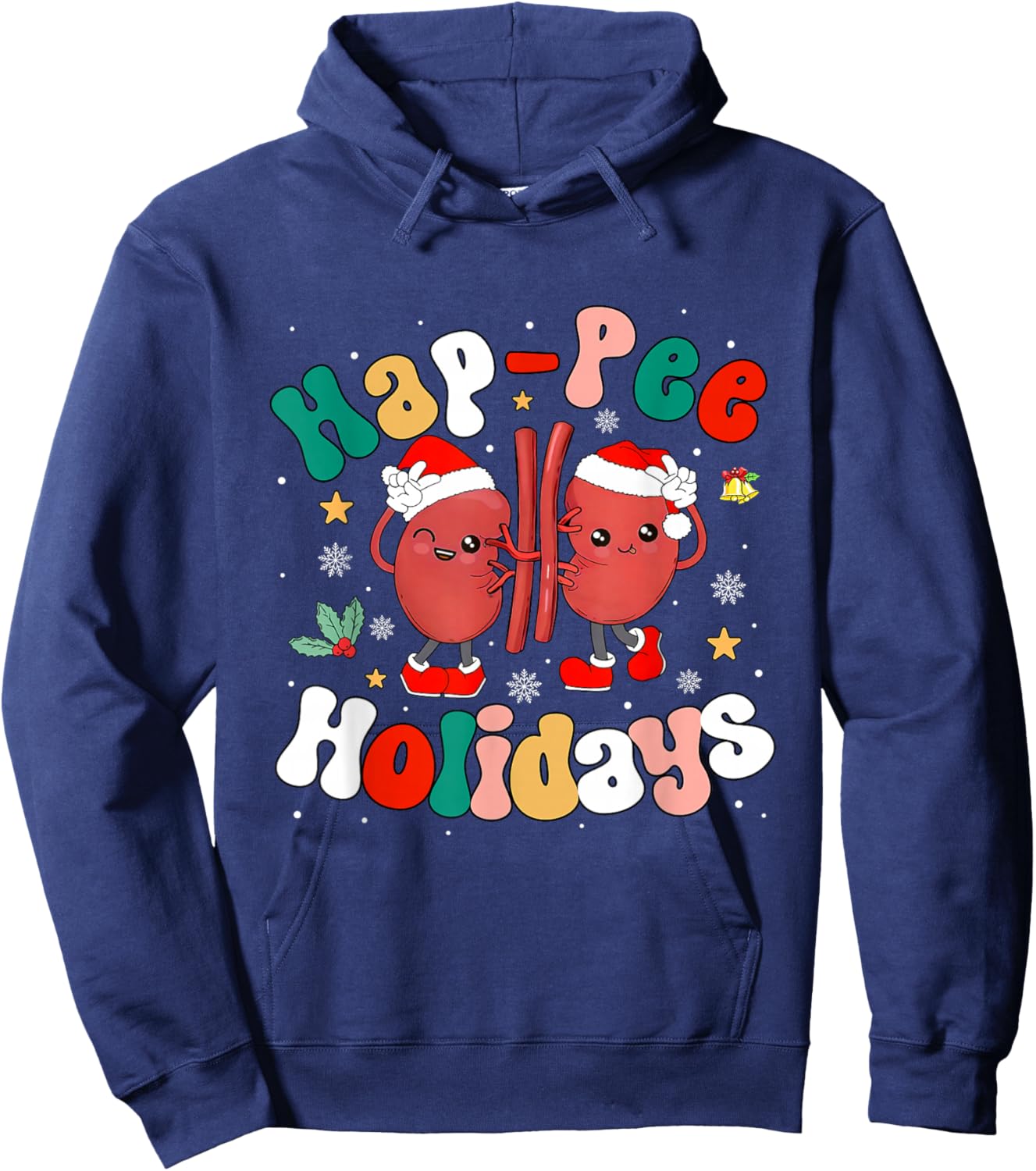 Hap-Pee Holiday Christmas Santa Kidney Nephrology Technician Hoodie - Hoodie | Navy