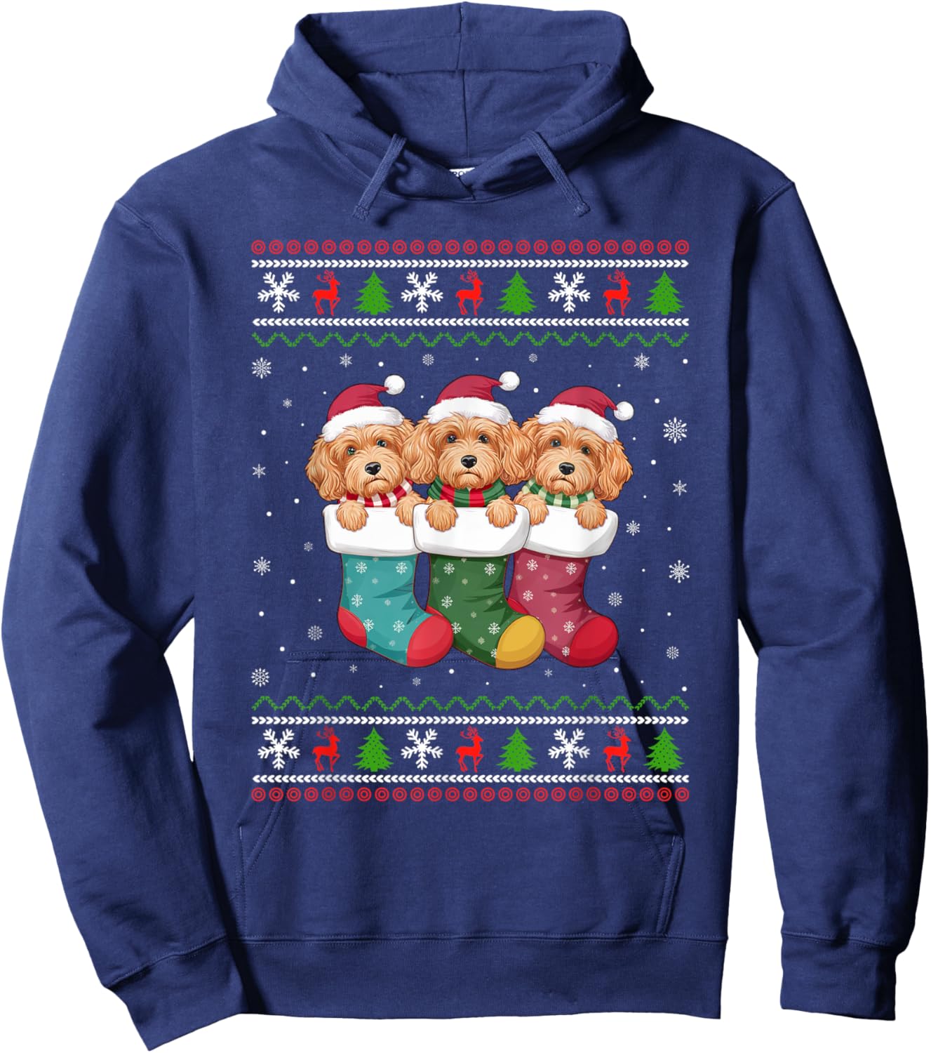 Ugly Xmas Sweater Cockapoo Dog In Christmas Socks Hoodie - Hoodie | Navy