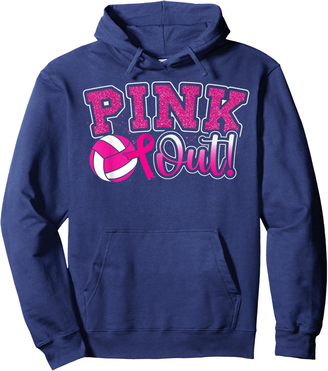 Pink Out Tackle Breast Cancer Awareness Volleyball Men Women Hoodie - Hoodie | Navy
