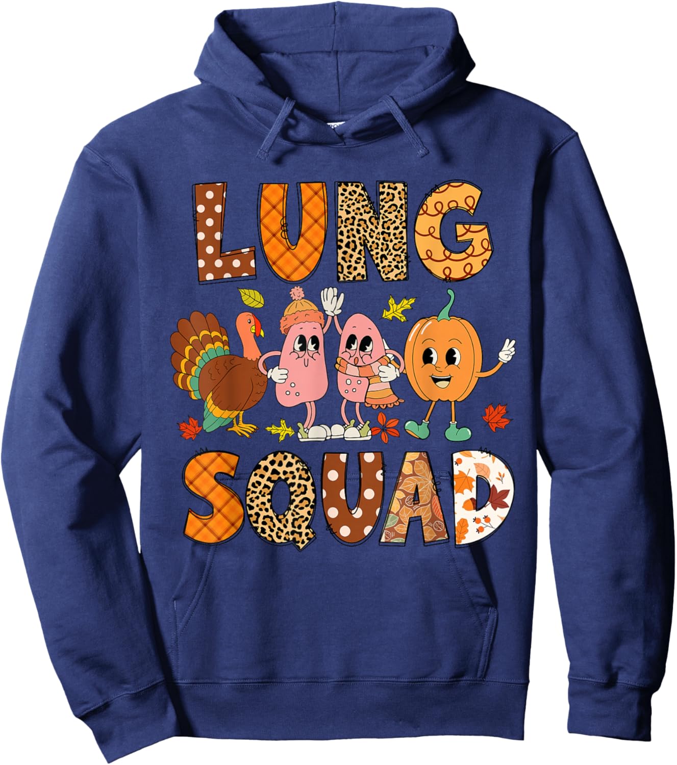 Lung Squad Turkey Pumpkin Respiratory Therapist Thanksgiving Hoodie - Hoodie | Navy