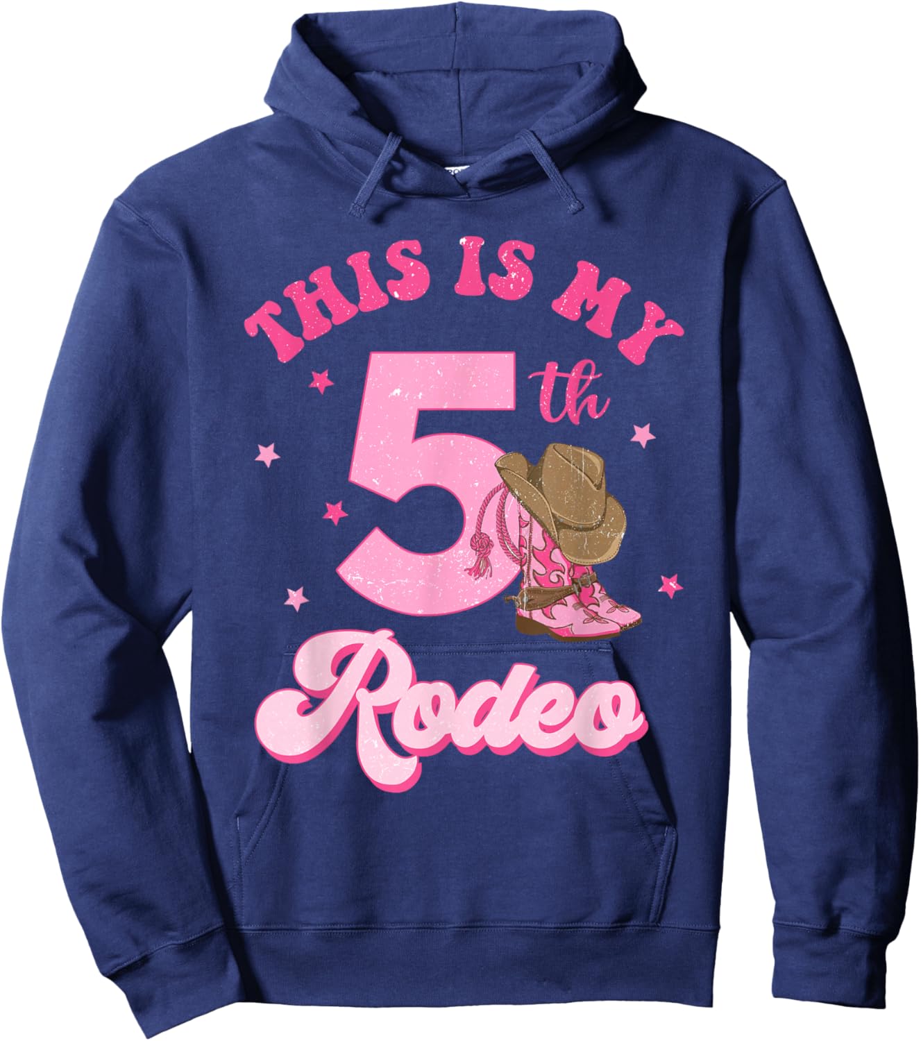 This Is My 5th Rodeo Western Cowgirl 5 Year Old Birthday Hoodie - Hoodie | Navy