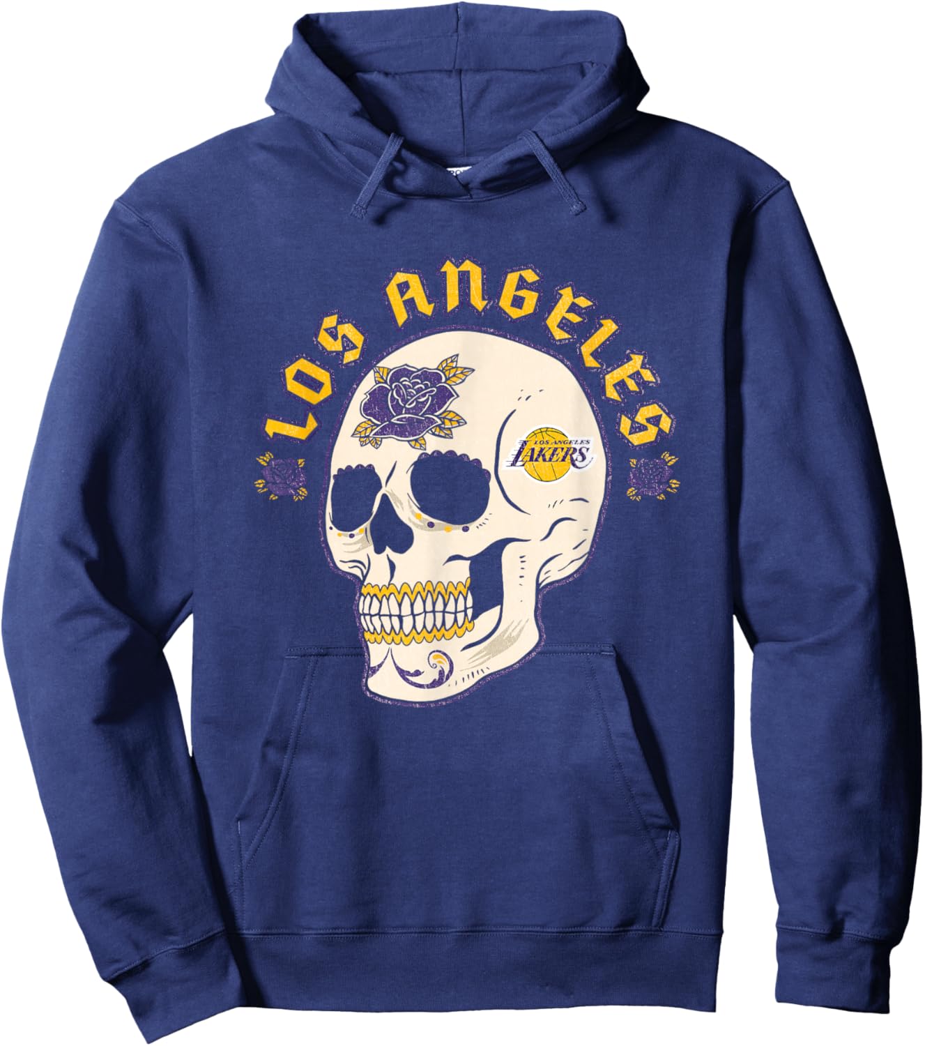 NBA Los Angeles Lakers Halloween Floral Skull Hoodie - Hoodie | Navy