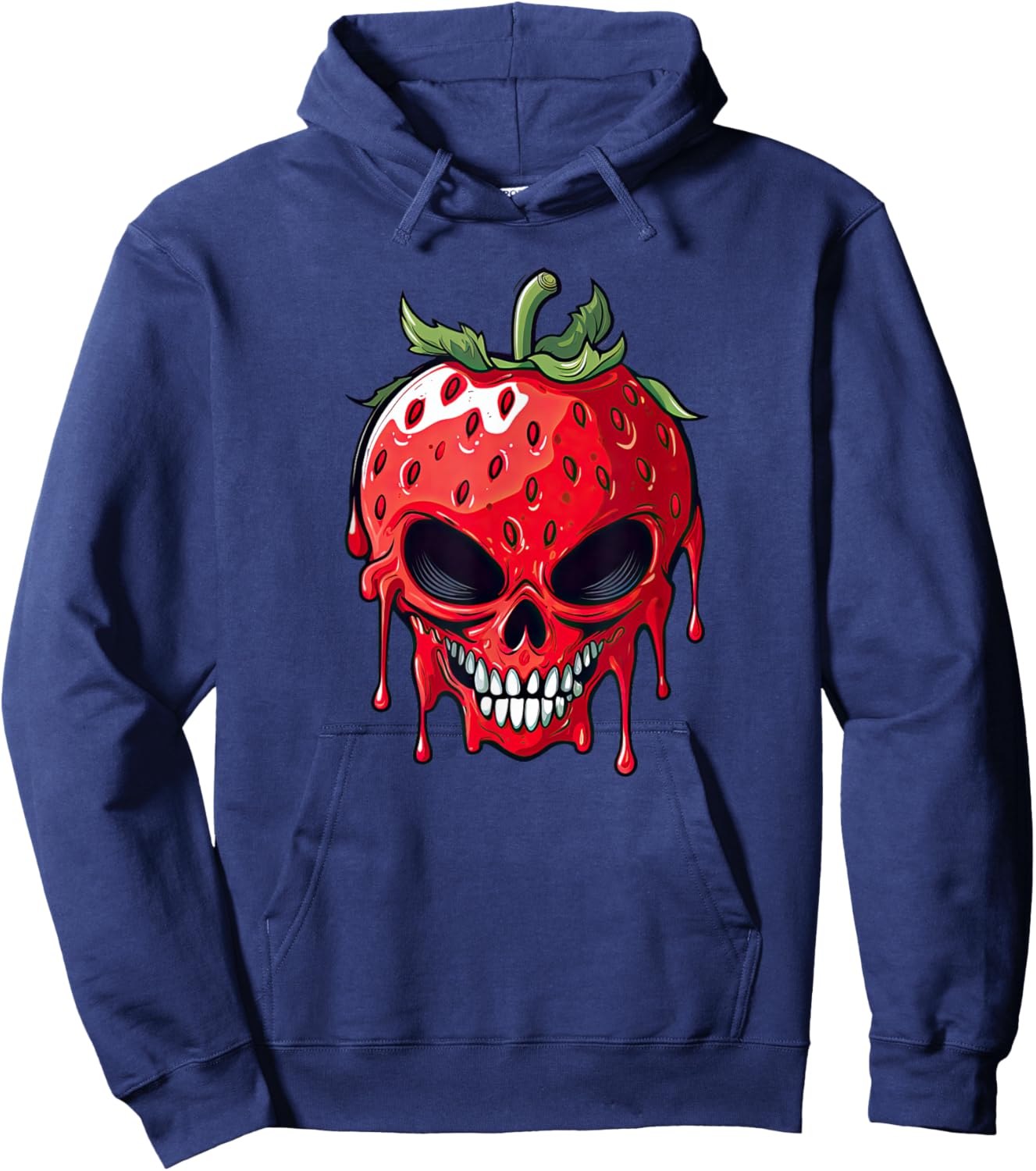 Scary Strawberry Groovy Halloween Skull Hoodie - Hoodie | Navy
