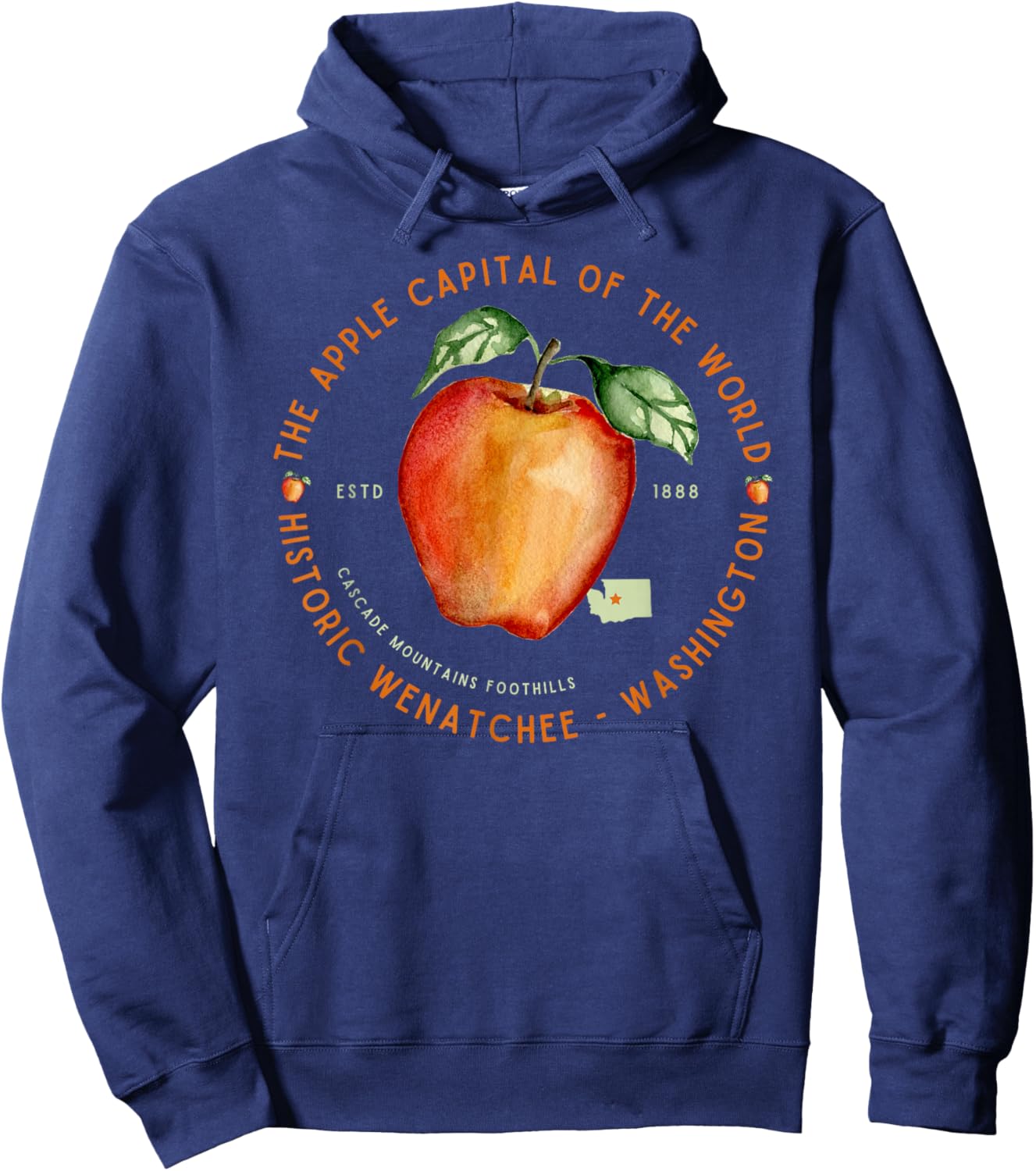 Wenatchee Washington Est 1888 Apple Capital of the World Hoodie - Hoodie | Navy