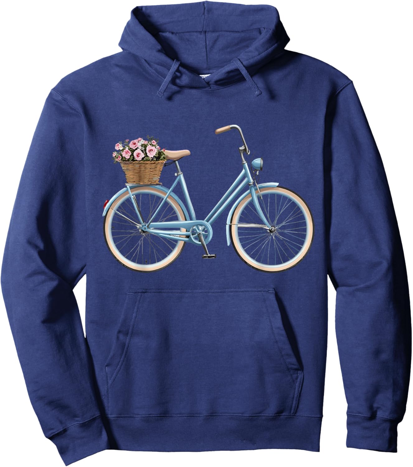 Bicycle with Basket of Flowers, Cyclist Hoodie - Hoodie | Navy