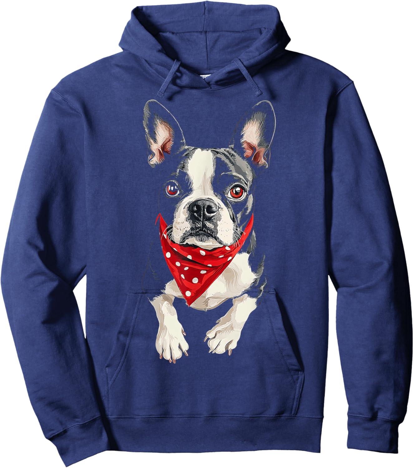 Boston Terrier Dog Motif Pet Illustration Boston Terrier Women Kids Hoodie - Hoodie | Navy