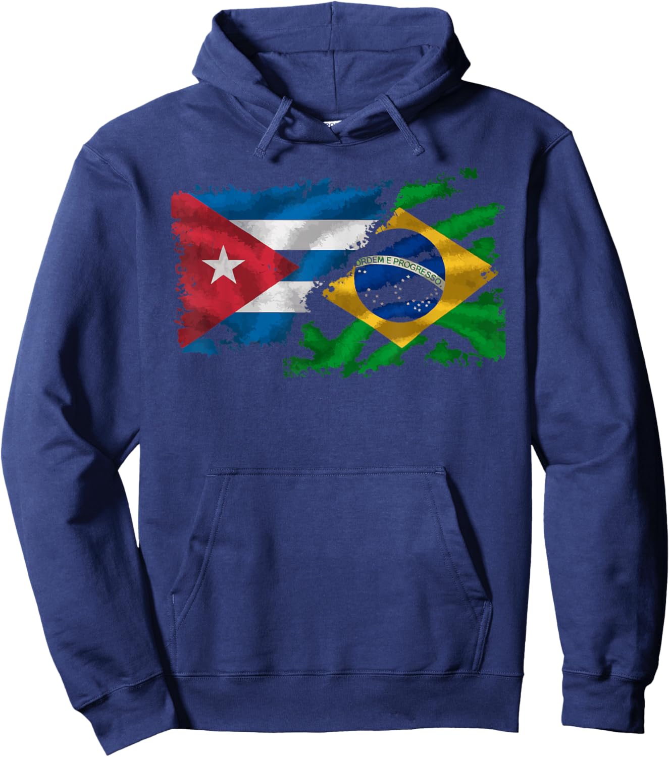 Half Cuban Half Brazilian Cuba Flag Country Brazil Hoodie - Hoodie | Navy