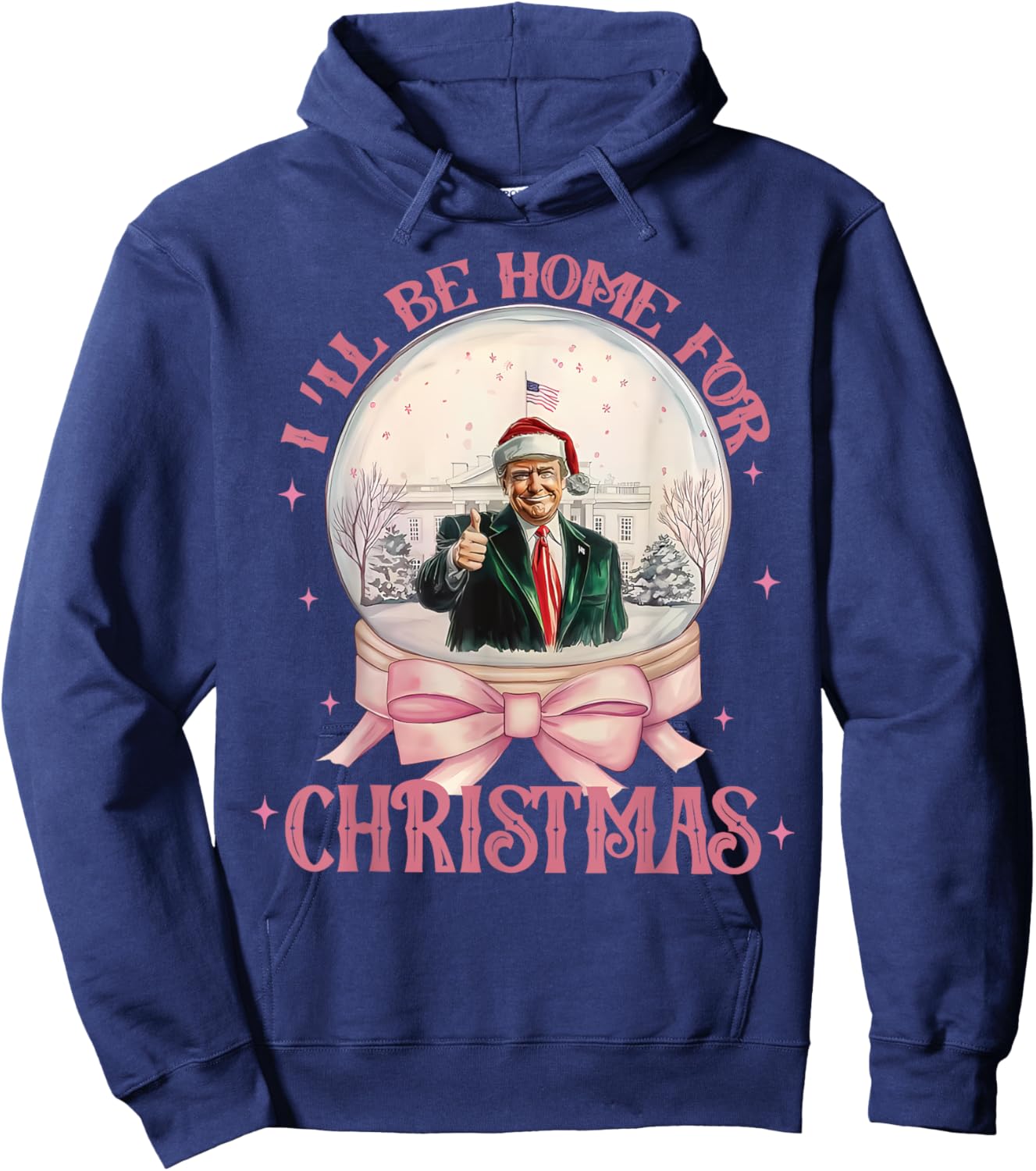 Funny Trump 2024 I'll Be Home Christmas Santa Xmas Pajamas Hoodie - Hoodie | Navy