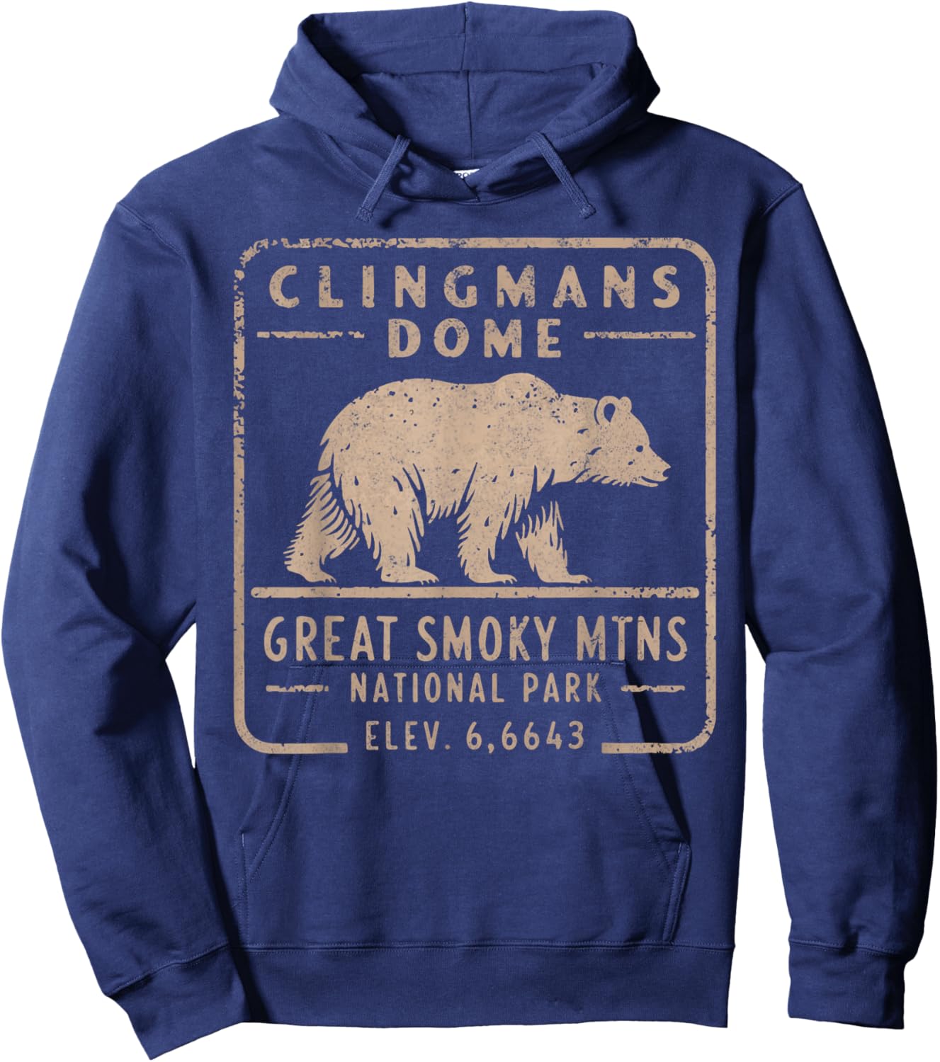 Clingmans Dome Great Smoky Mountains Bear Vintage Hoodie - Hoodie | Navy