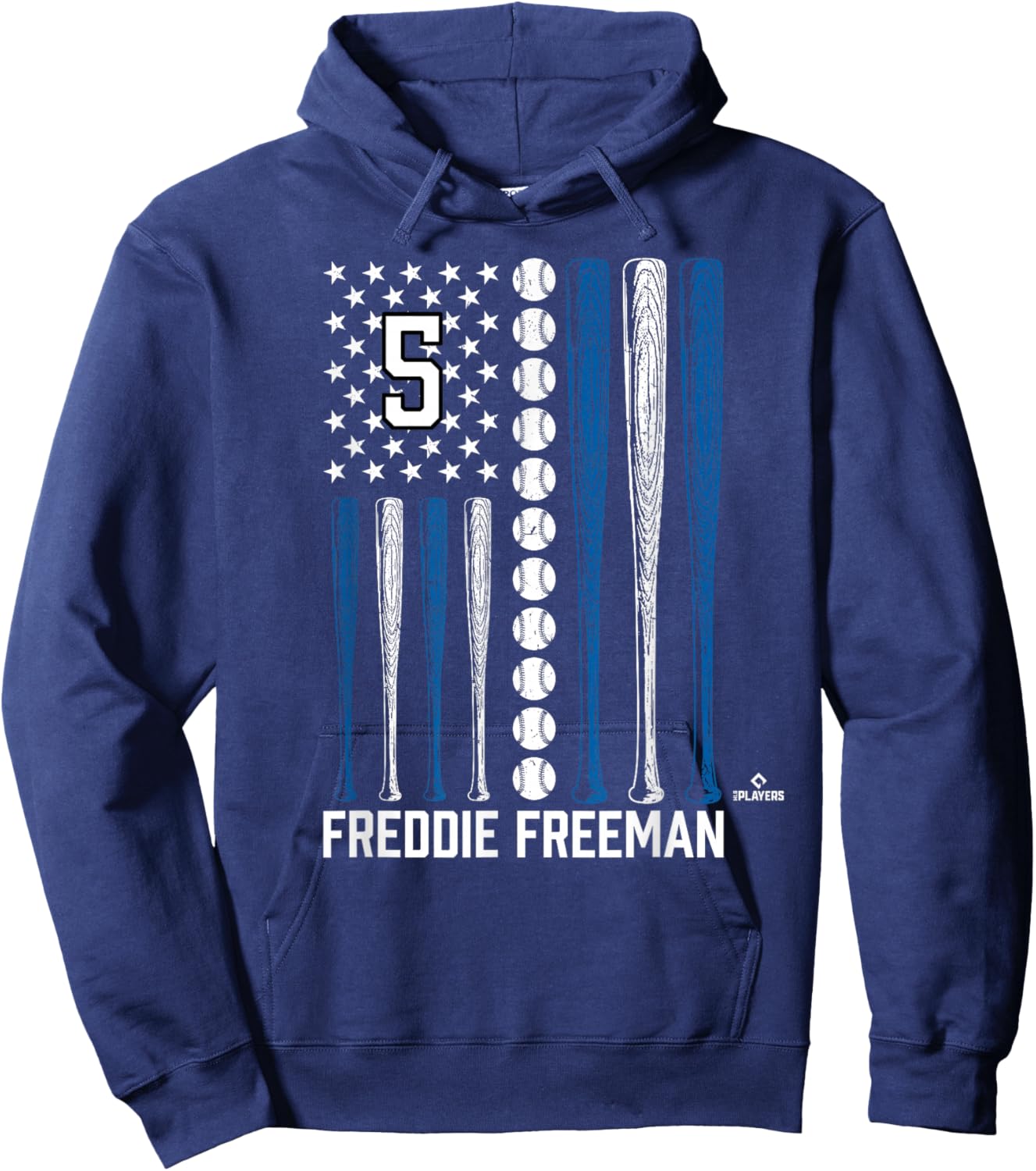 Baseball American Flag Freddie Freeman Los Angeles Baseball Hoodie - Hoodie | Navy