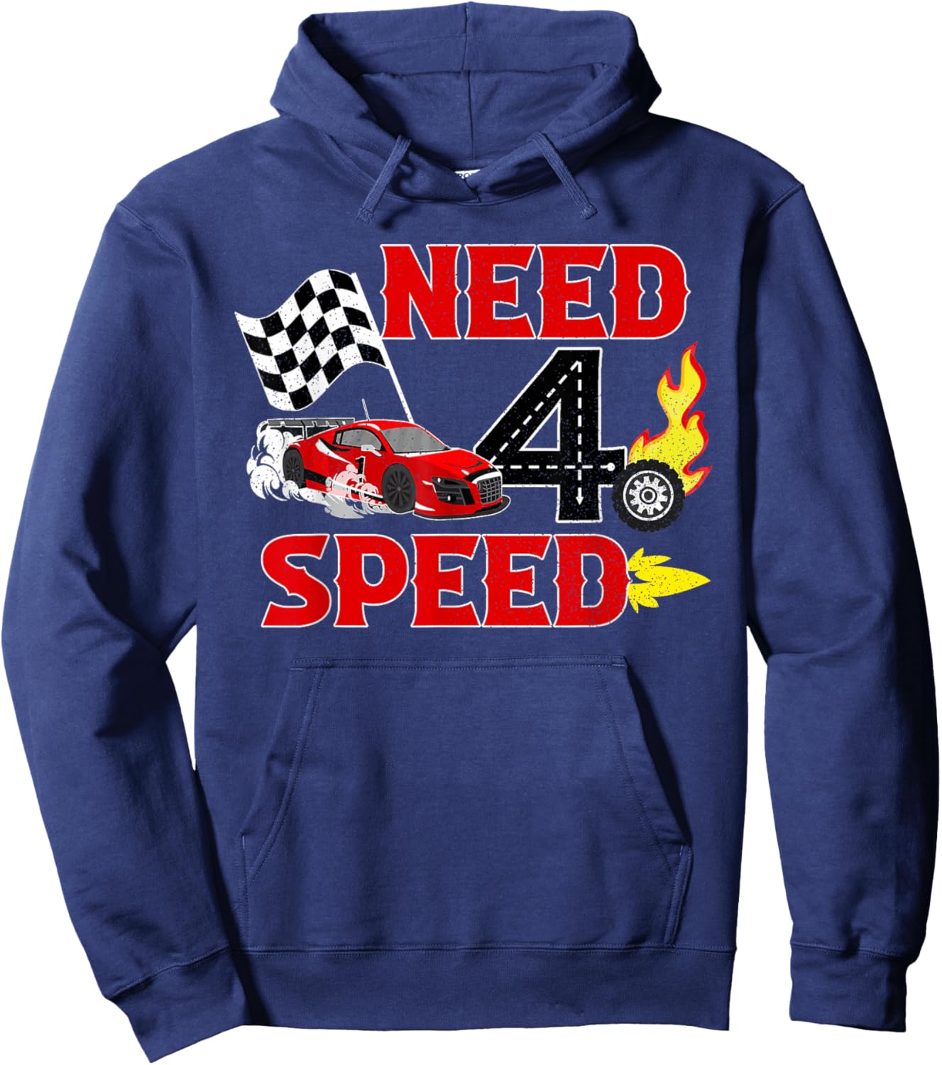 Need 4 Speed Racing Car 4th Birthday Party Decorations Hoodie - Hoodie | Navy