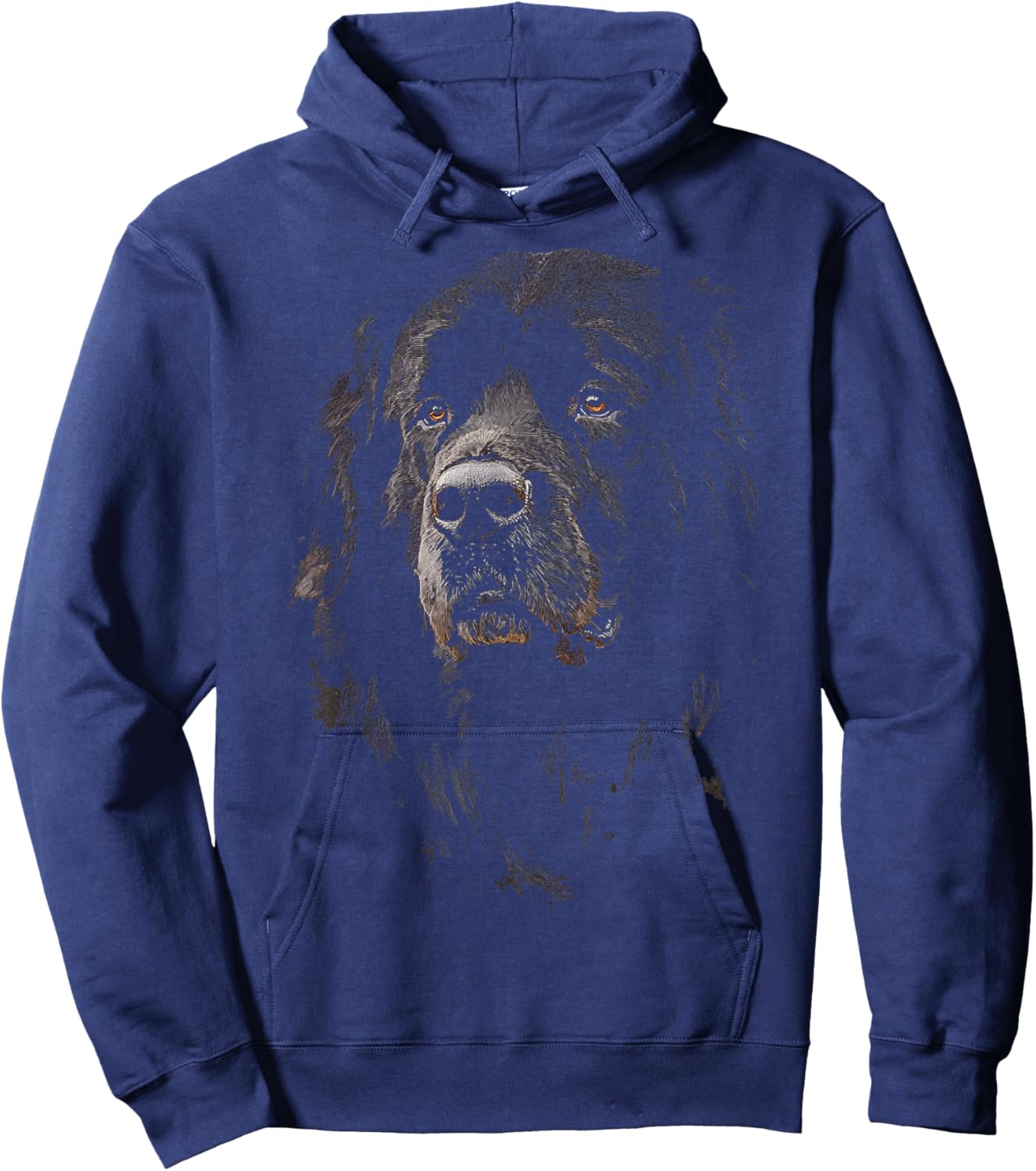 Newfoundland Dog Motif Pet Illustration Newfoundland Men Women Kids Hoodie - Hoodie | Navy