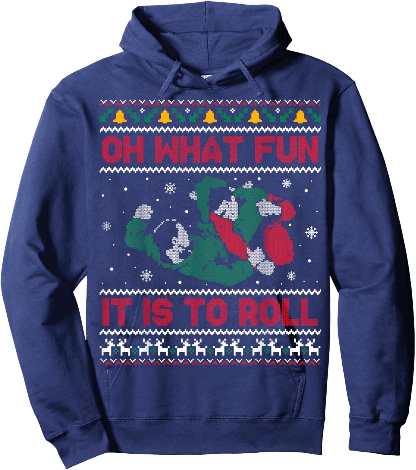 Jiu Jitsu BJJ Ugly Christmas Sweater MMA Funny Xmas Hoodie - Hoodie | Navy
