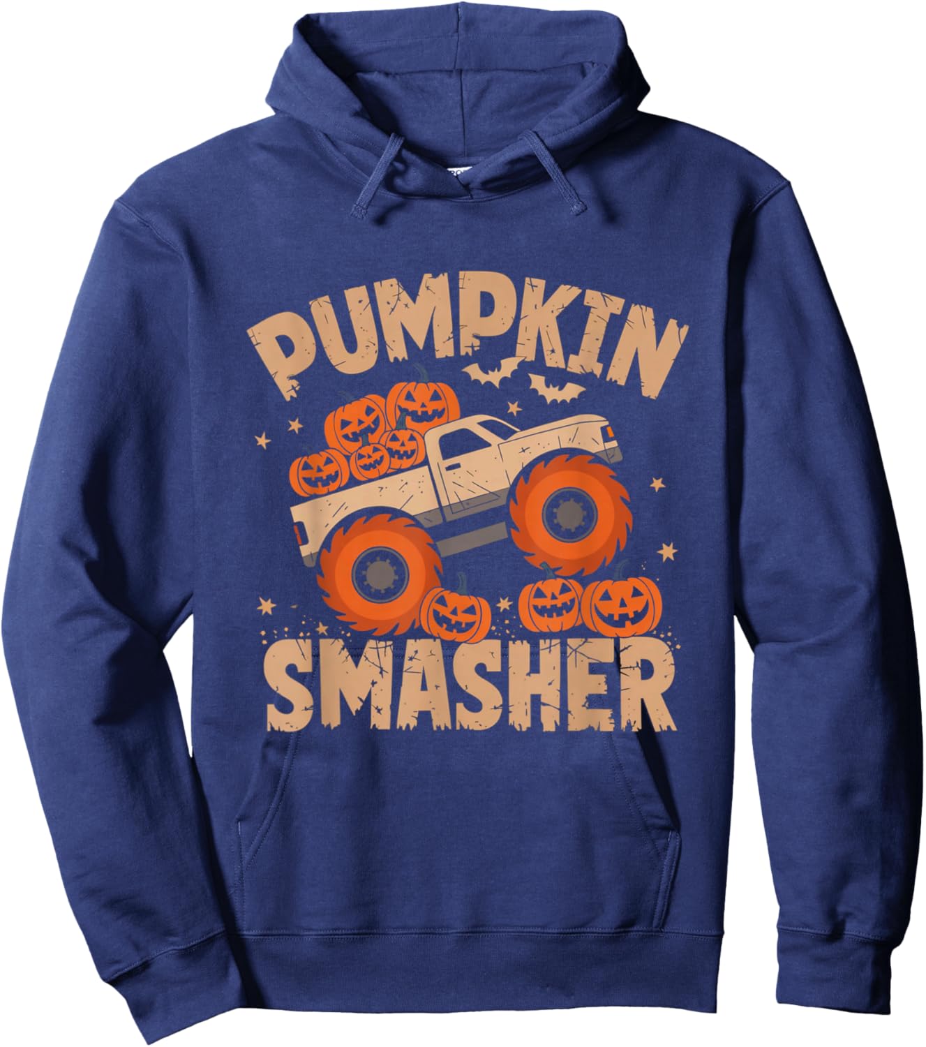 Pumpkin Smasher Monster Truck Halloween Toddler Kids Hoodie - Hoodie | Navy