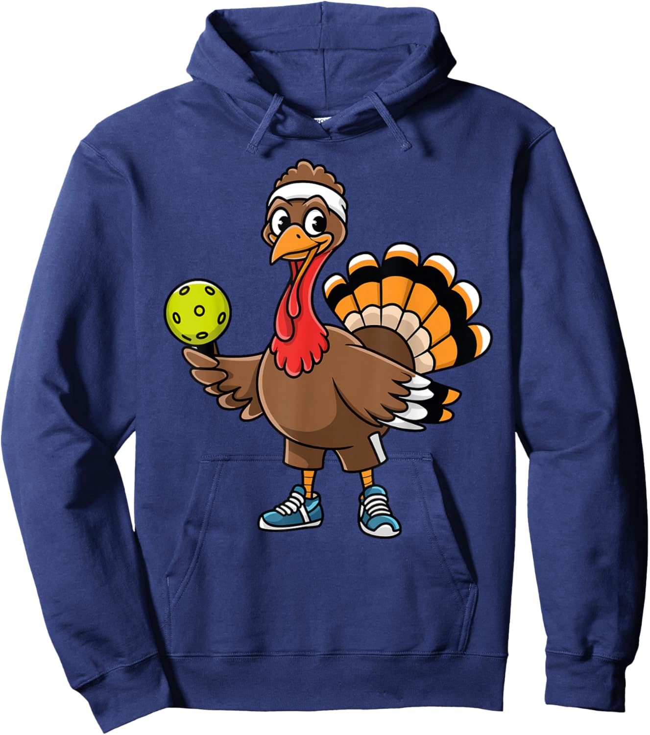 Dabbing Pickleball Turkey Funny Thanksgiving Pickleball Hoodie - Hoodie | Navy