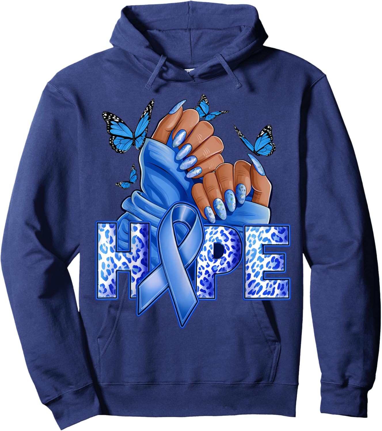 Hope Diabetes Type 1 Ribbon Type 2 Diabetes Awareness Women Hoodie - Hoodie | Navy