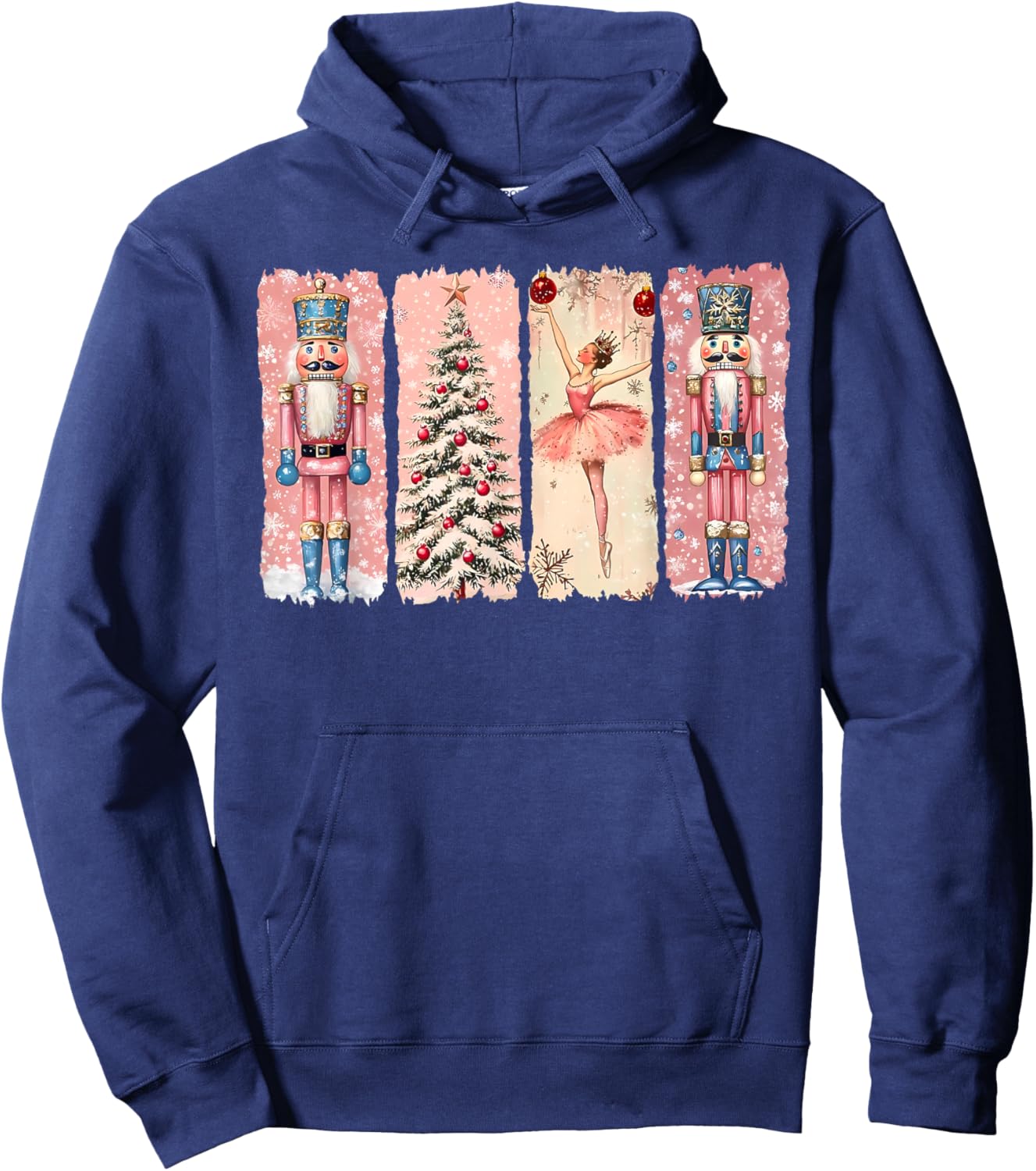 Retro Nutcracker Ballet Pink Christmas Xmas Vibes Women Kids Hoodie - Hoodie | Navy