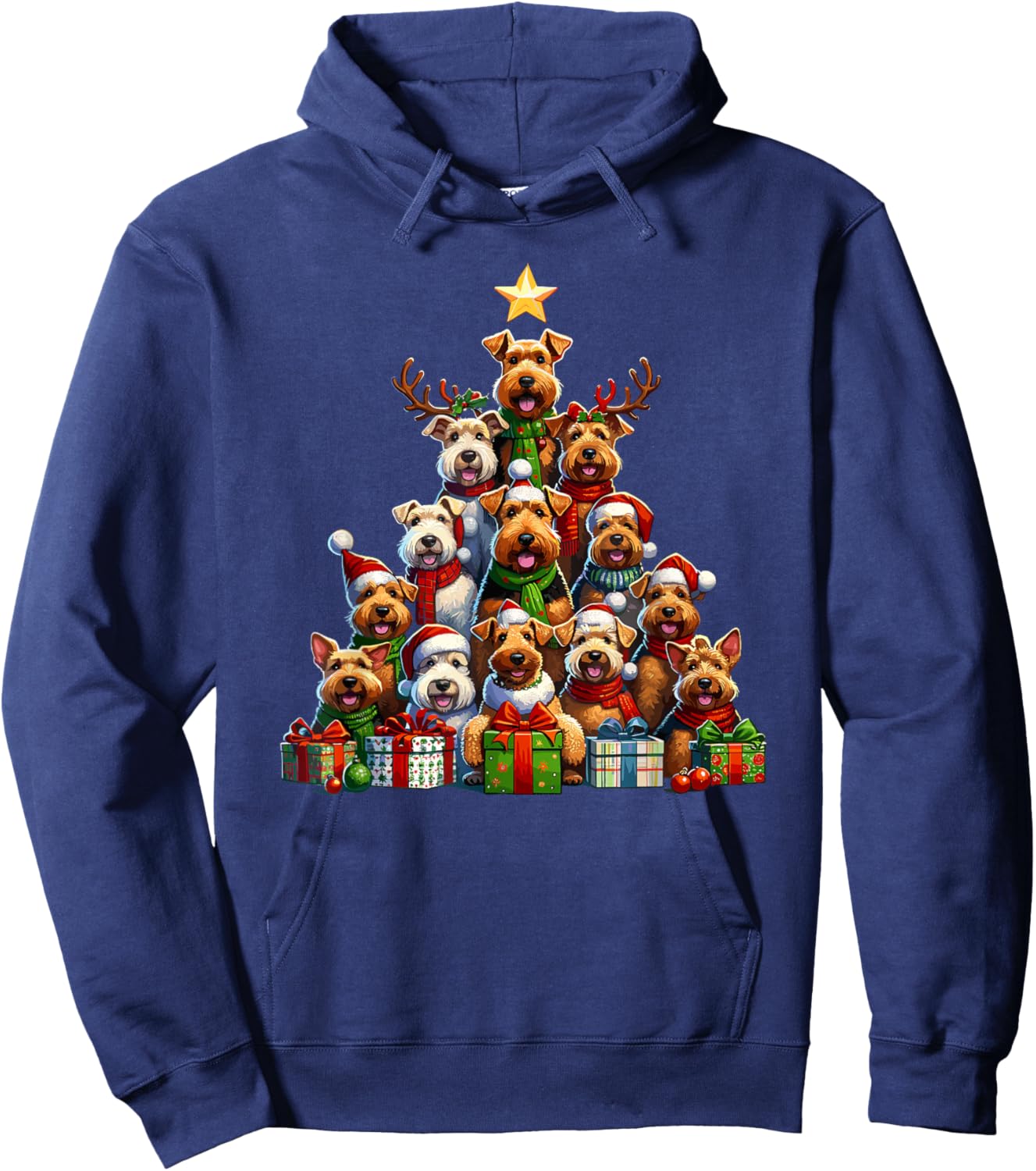 Christmas Tree Welsh Terrier Hoodie - Hoodie | Navy