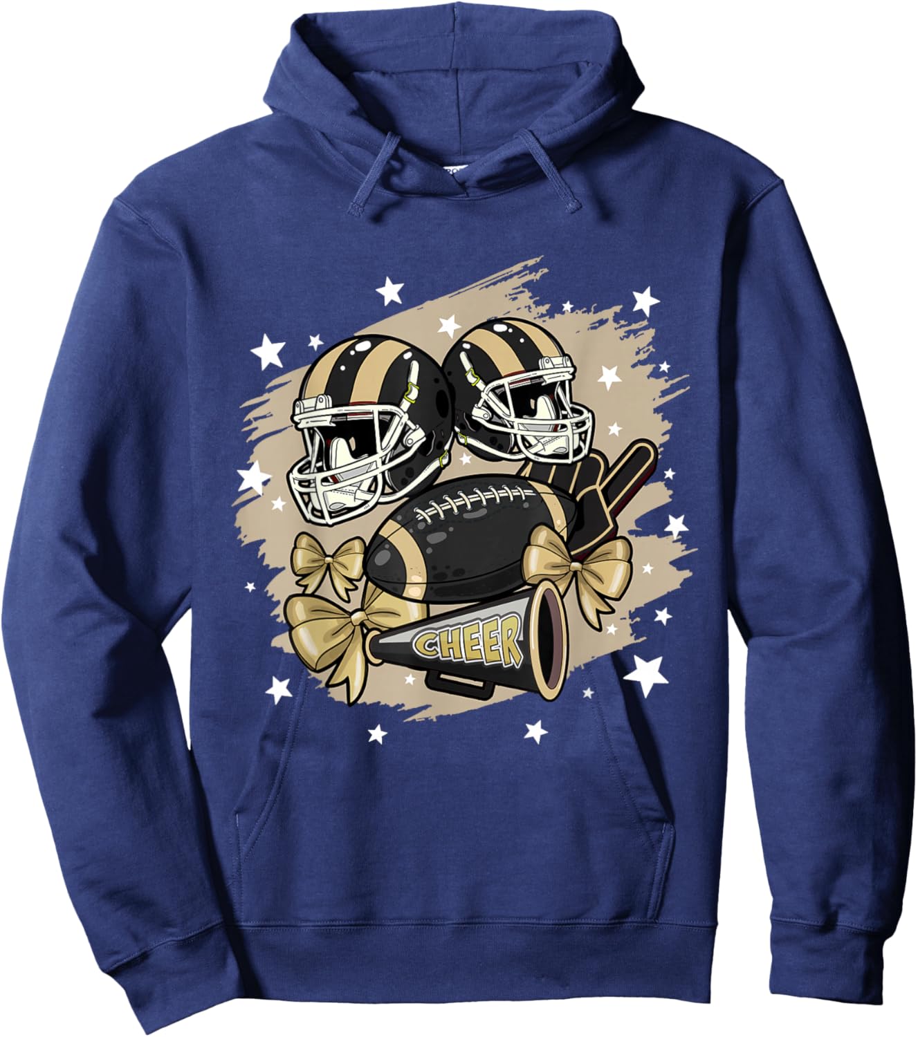 Football Cheer Mom Sister Black Coquette Bow Game Day Women Hoodie - Hoodie | Navy