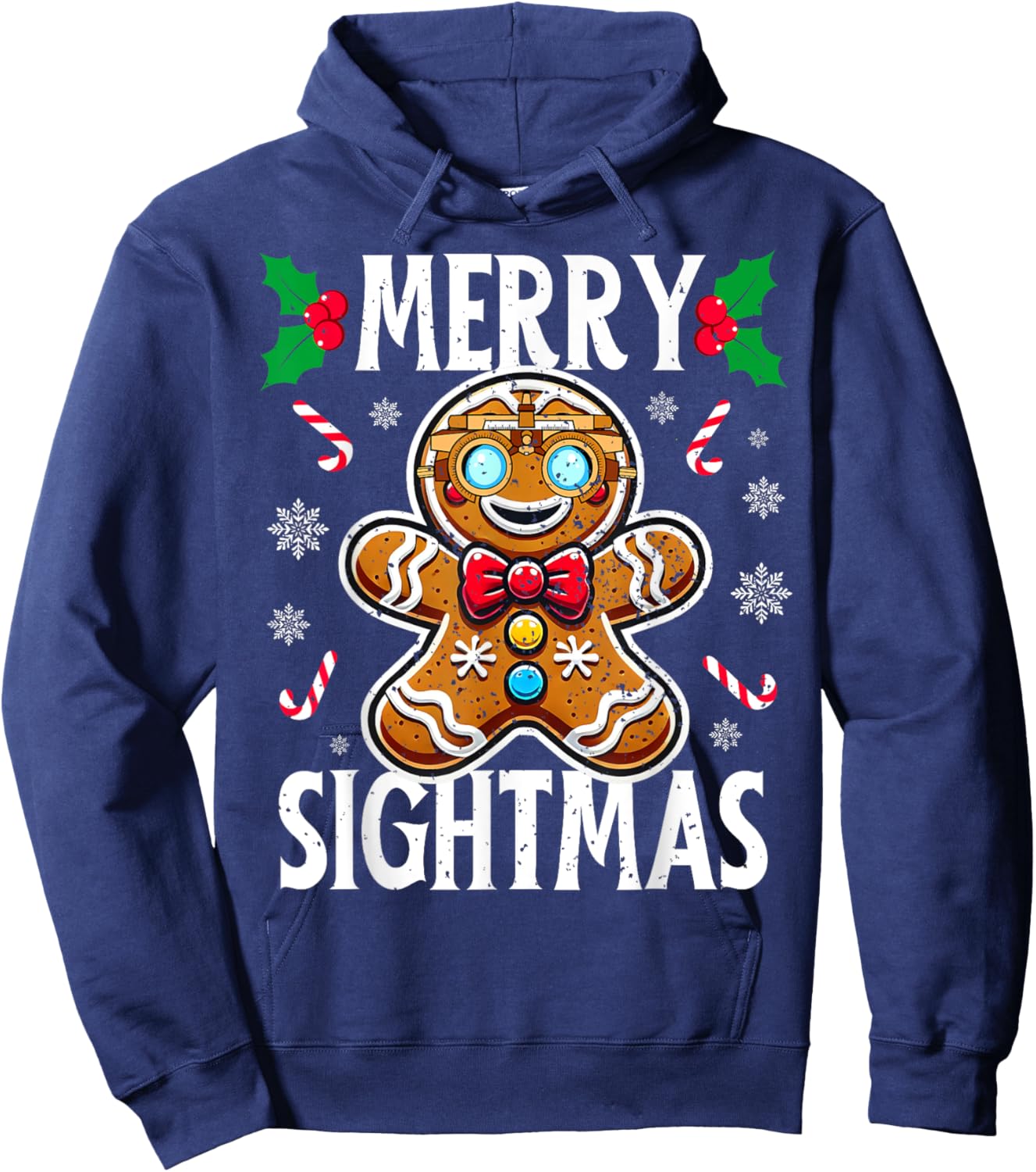 Merry Sightmas Gingerbread Eye Doctor Optometry Christmas Hoodie - Hoodie | Navy