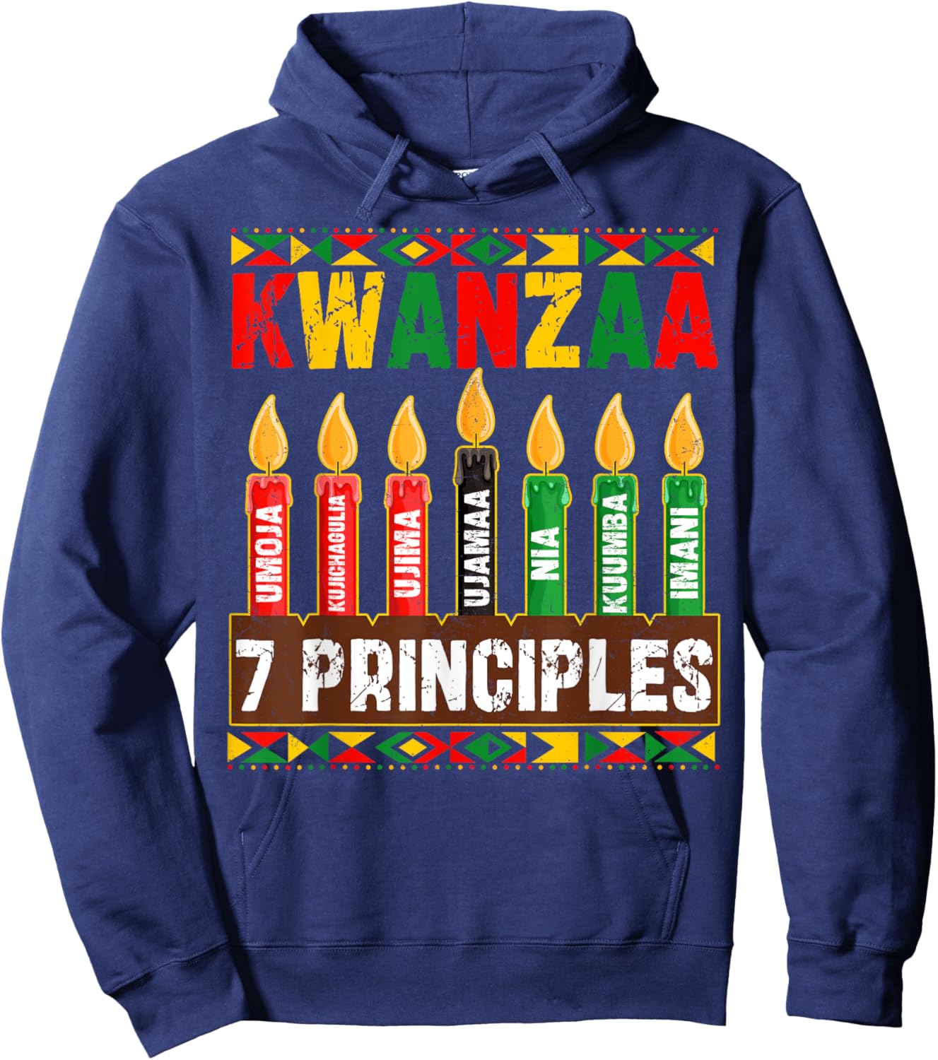 Happy Kwanzaa Kinara Seven Principles Candles Pan African Hoodie - Hoodie | Navy