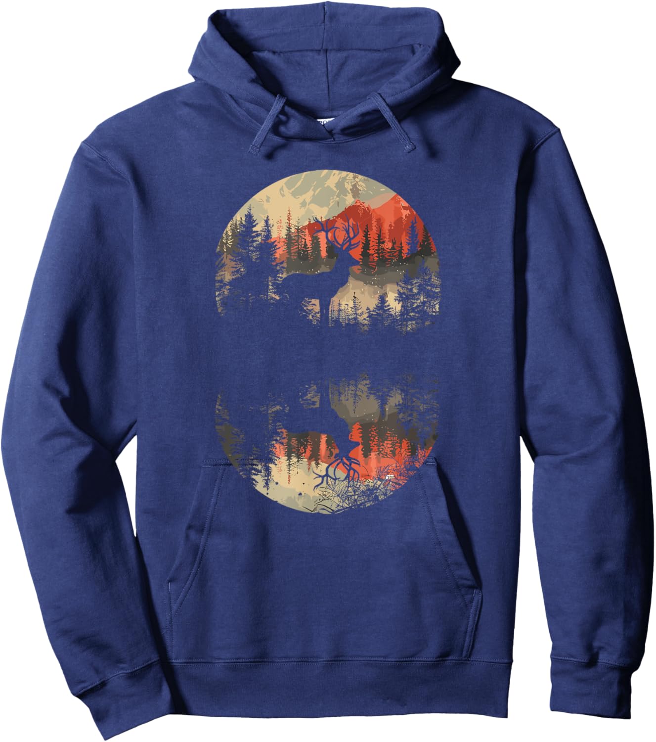 Whitetail Buck Deer Reflection Nature Wildlife Deer Hoodie - Hoodie | Navy