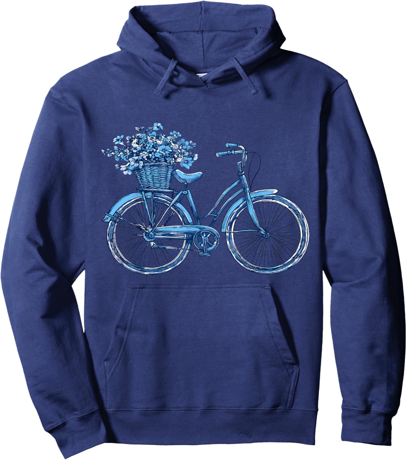 Bicycle with Basket of Flowers, Cyclist Hoodie - Hoodie | Navy