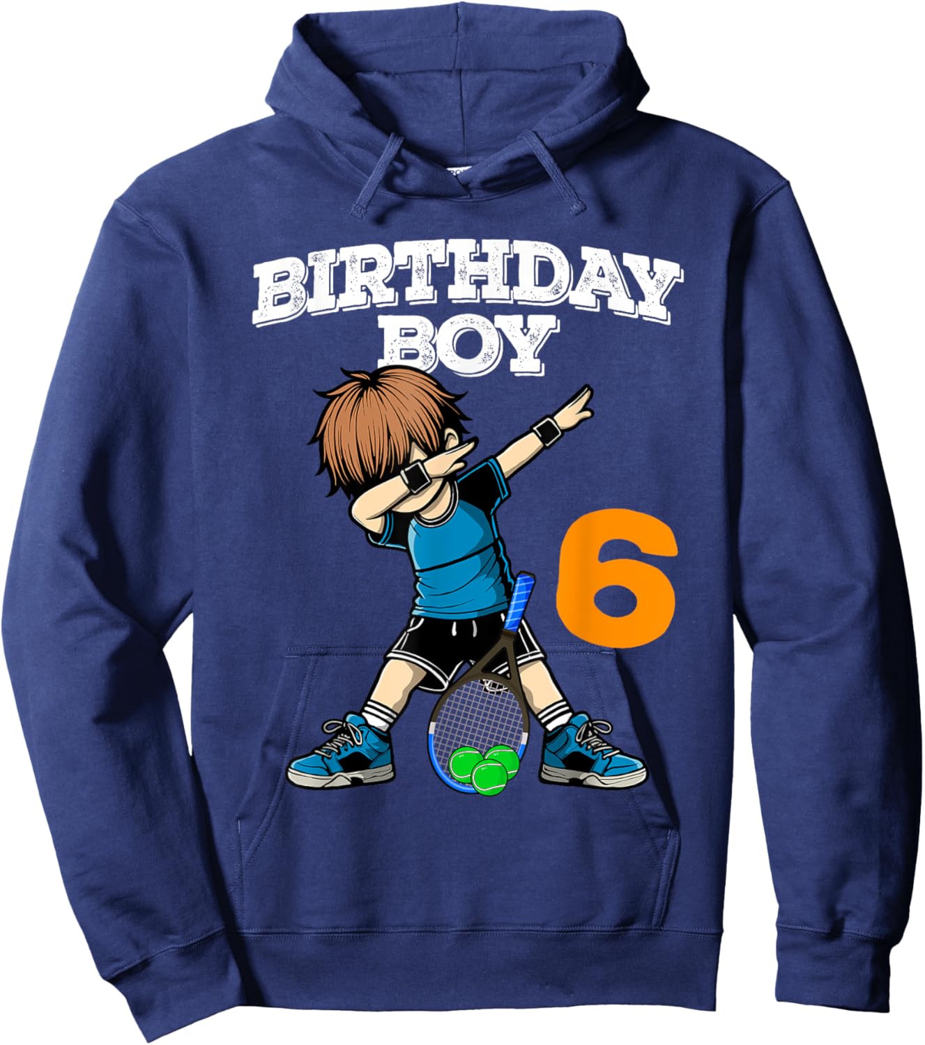 Funny Dabbing 6th Birthday Boy tennis 6 Year Old Boys Hoodie - Hoodie | Navy