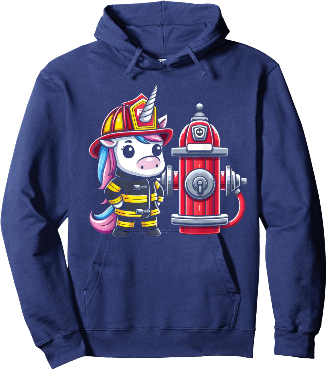 Firefighter Unicorn Fire Hydrant Fireman Kids Firefighting Hoodie - Hoodie | Navy