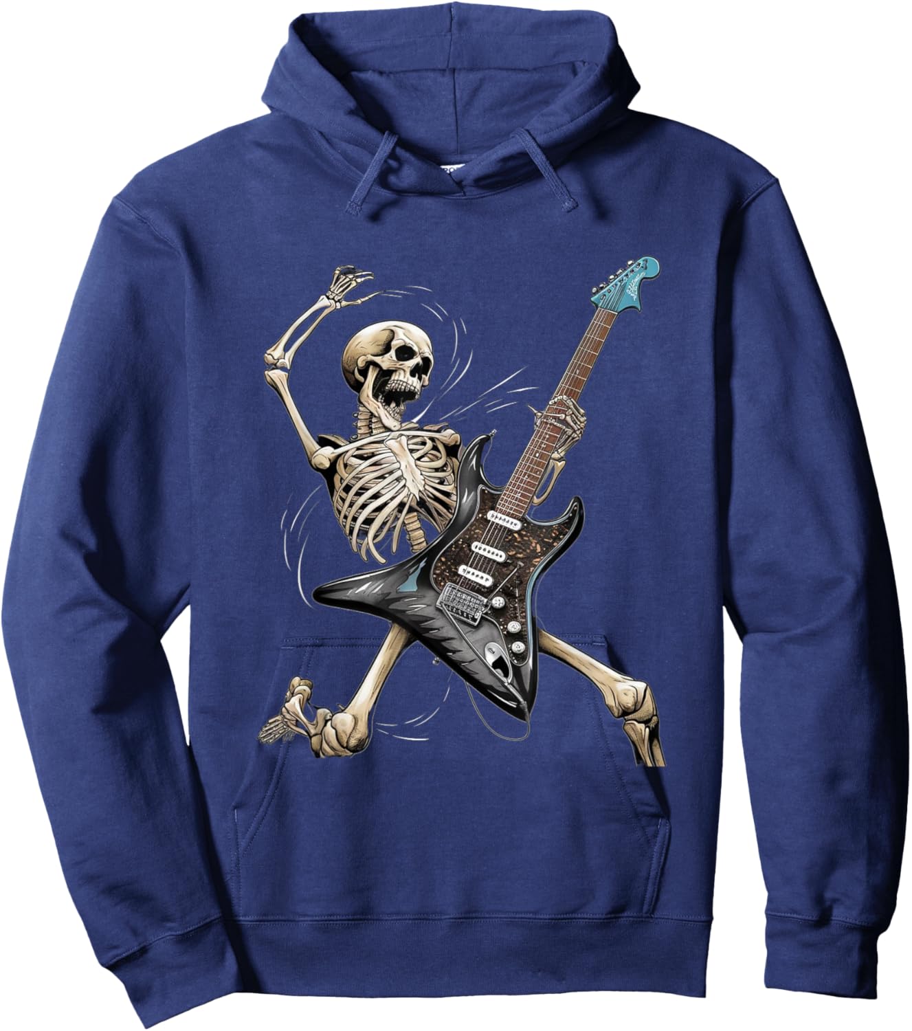 Rock Skeleton Halloween Funny Music Guitar Men Women Kids Hoodie - Hoodie | Navy